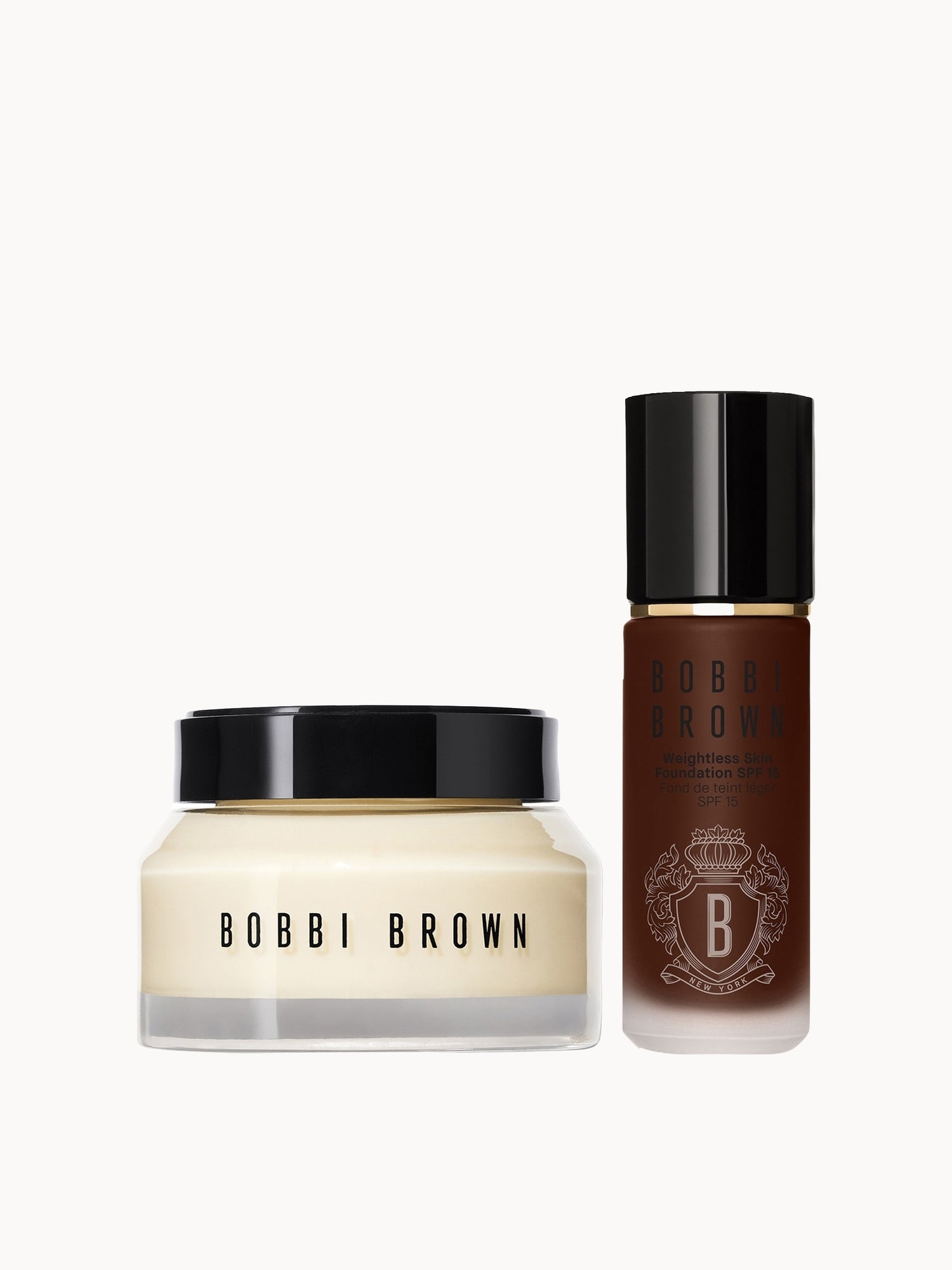 Bobbi Brown Hydrating Duo: Vitamin Enriched Face Base+ & Weightless Skin Foundation Bundle (Various Shades) Warm Espresso