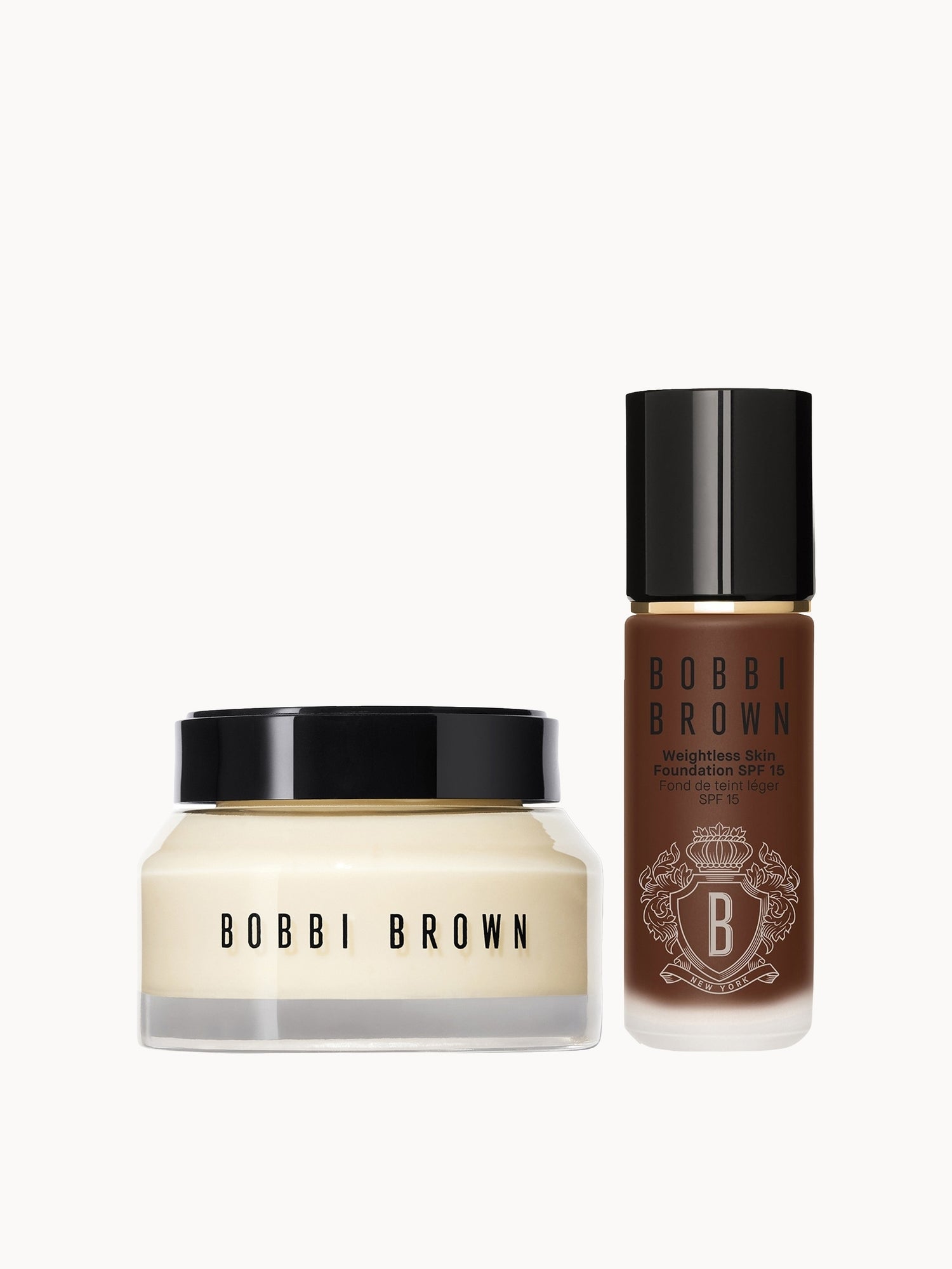 Bobbi Brown Hydrating Duo: Vitamin Enriched Face Base+ & Weightless Skin Foundation Bundle (Various Shades) Cool Espresso