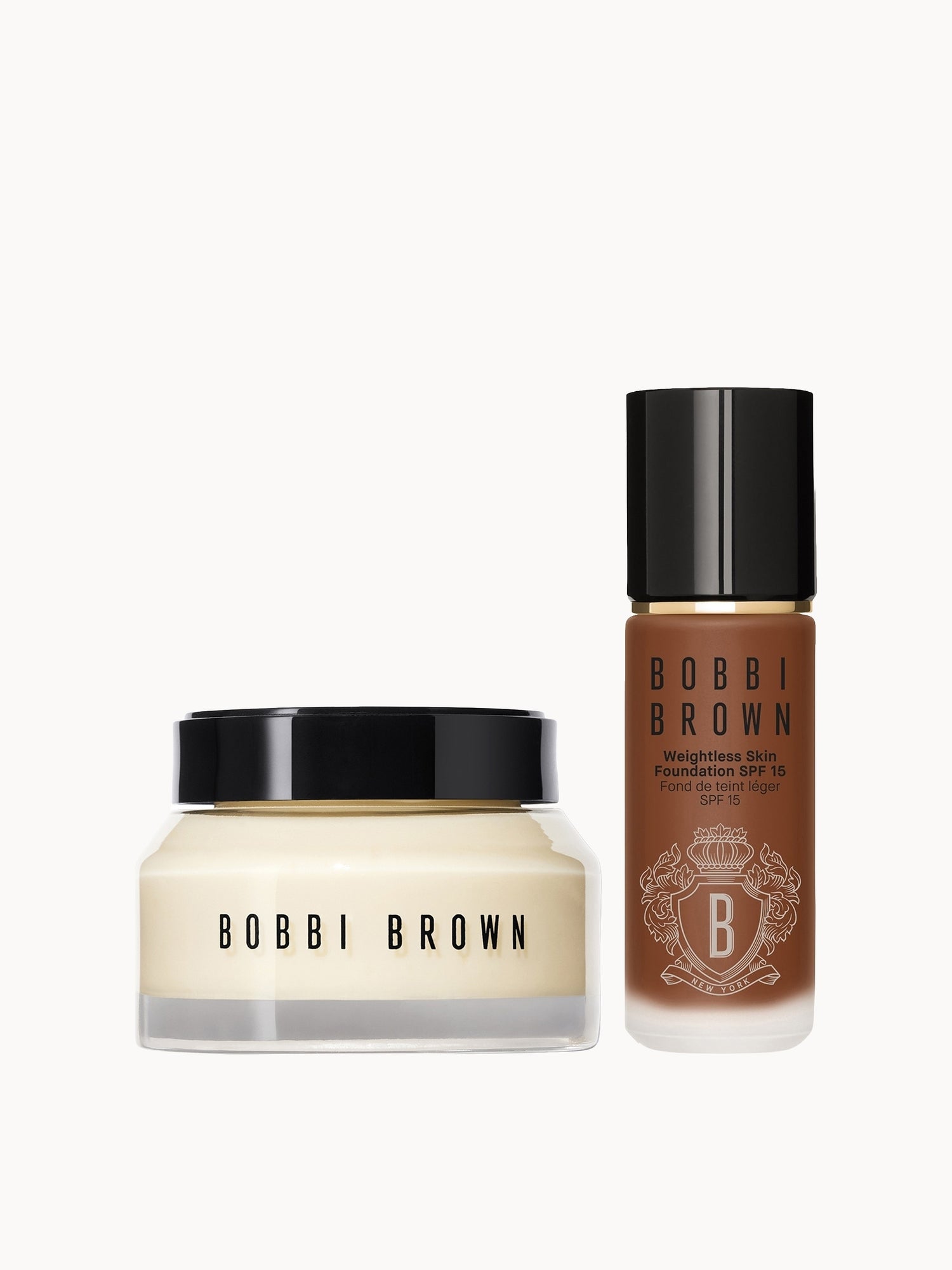 Bobbi Brown Hydrating Duo: Vitamin Enriched Face Base+ & Weightless Skin Foundation Bundle (Various Shades) Cool Walnut