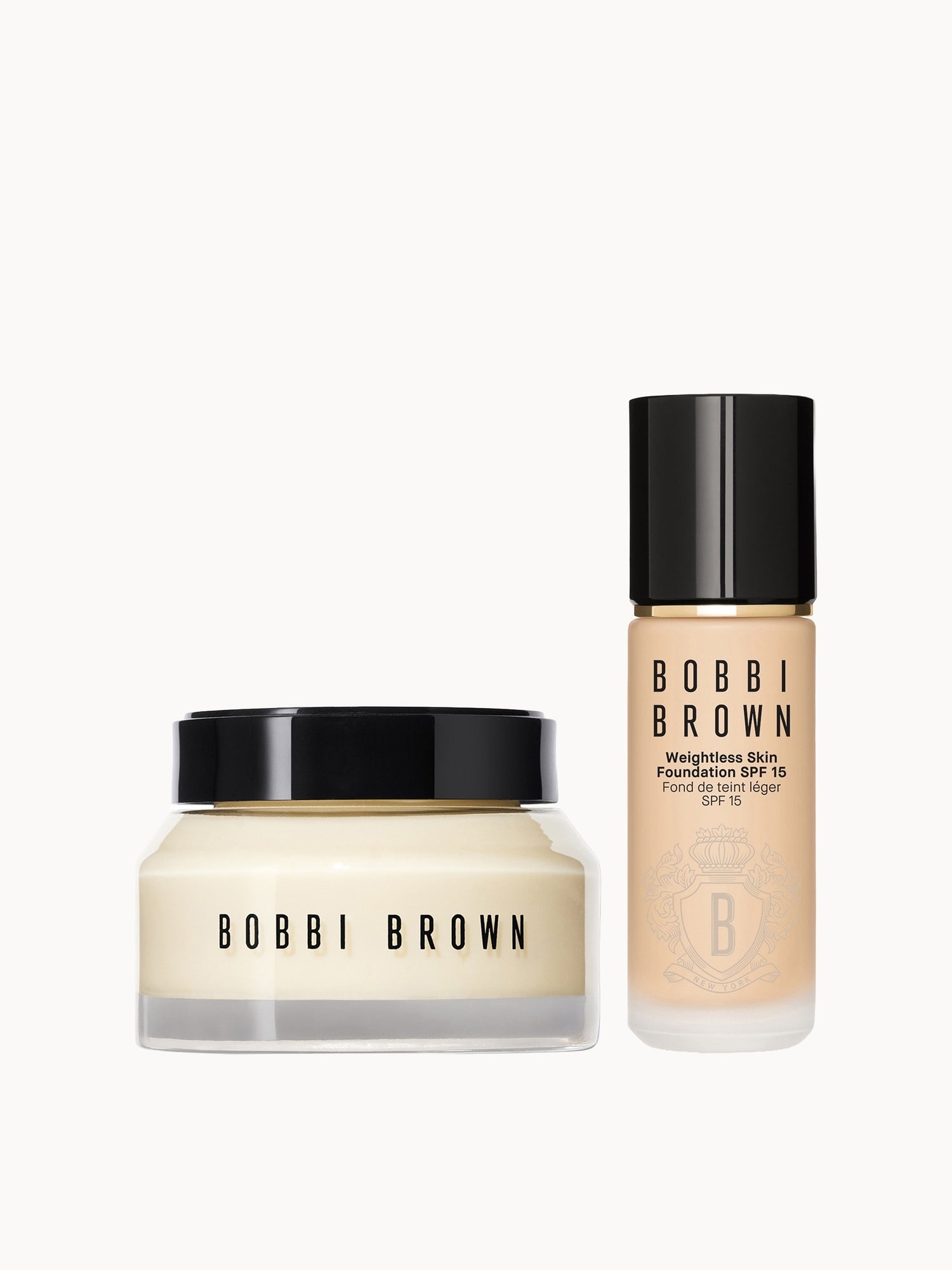 Bobbi Brown Hydrating Duo: Vitamin Enriched Face Base+ & Weightless Skin Foundation Bundle (Various Shades) Warm Ivory