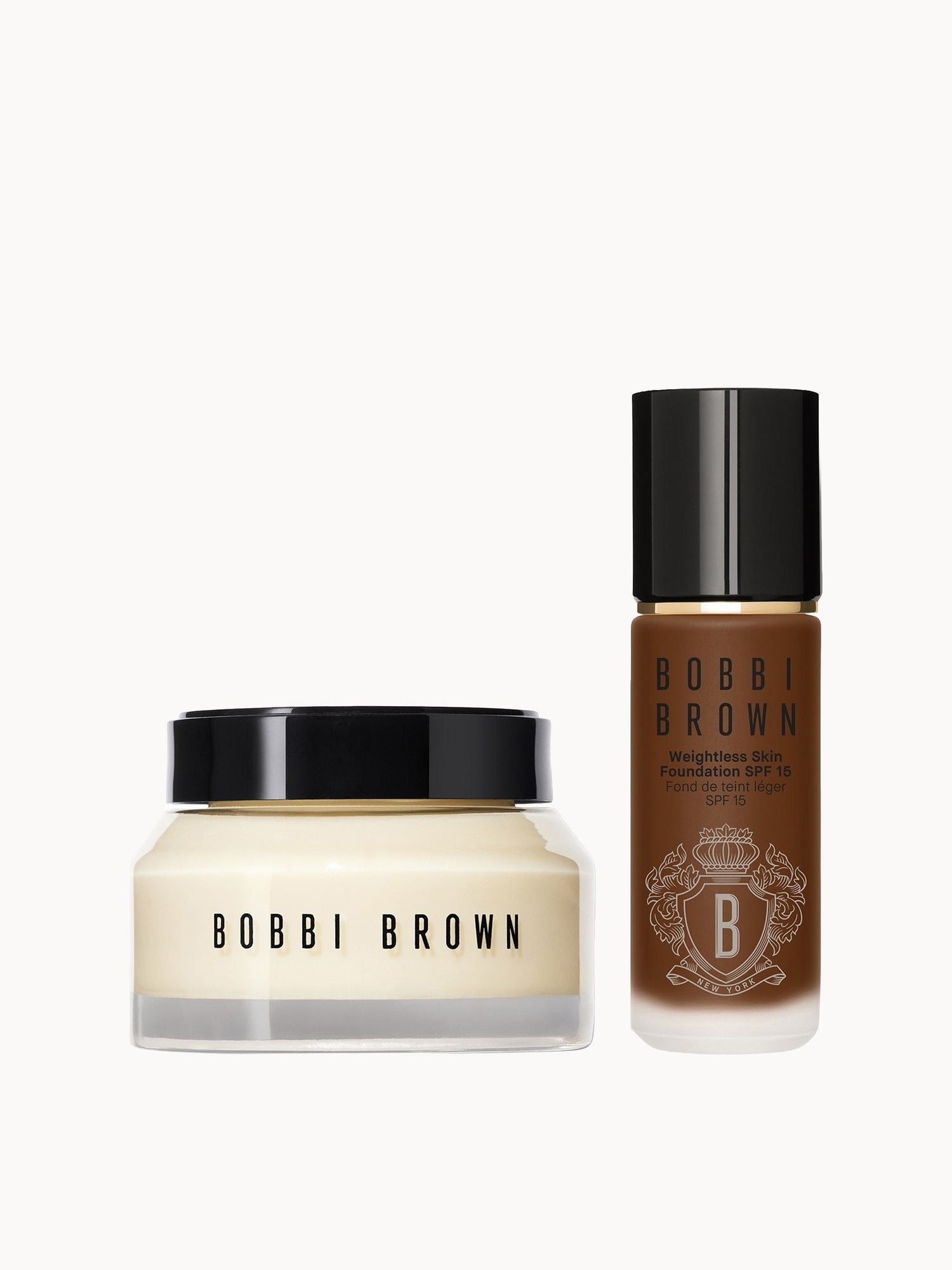 Bobbi Brown Hydrating Duo: Vitamin Enriched Face Base+ & Weightless Skin Foundation Bundle (Various Shades) Neutral Chestnut