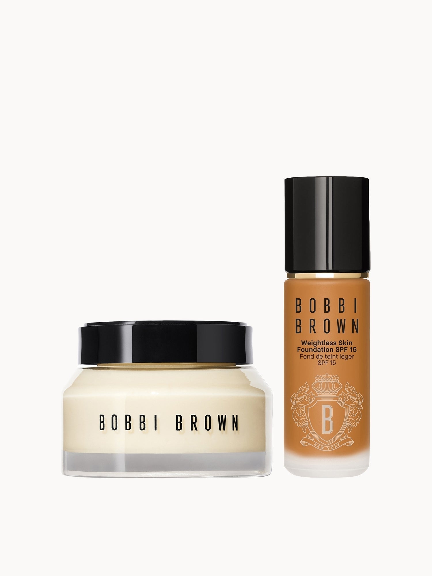 Bobbi Brown Hydrating Duo: Vitamin Enriched Face Base+ & Weightless Skin Foundation Bundle (Various Shades) Neutral Golden