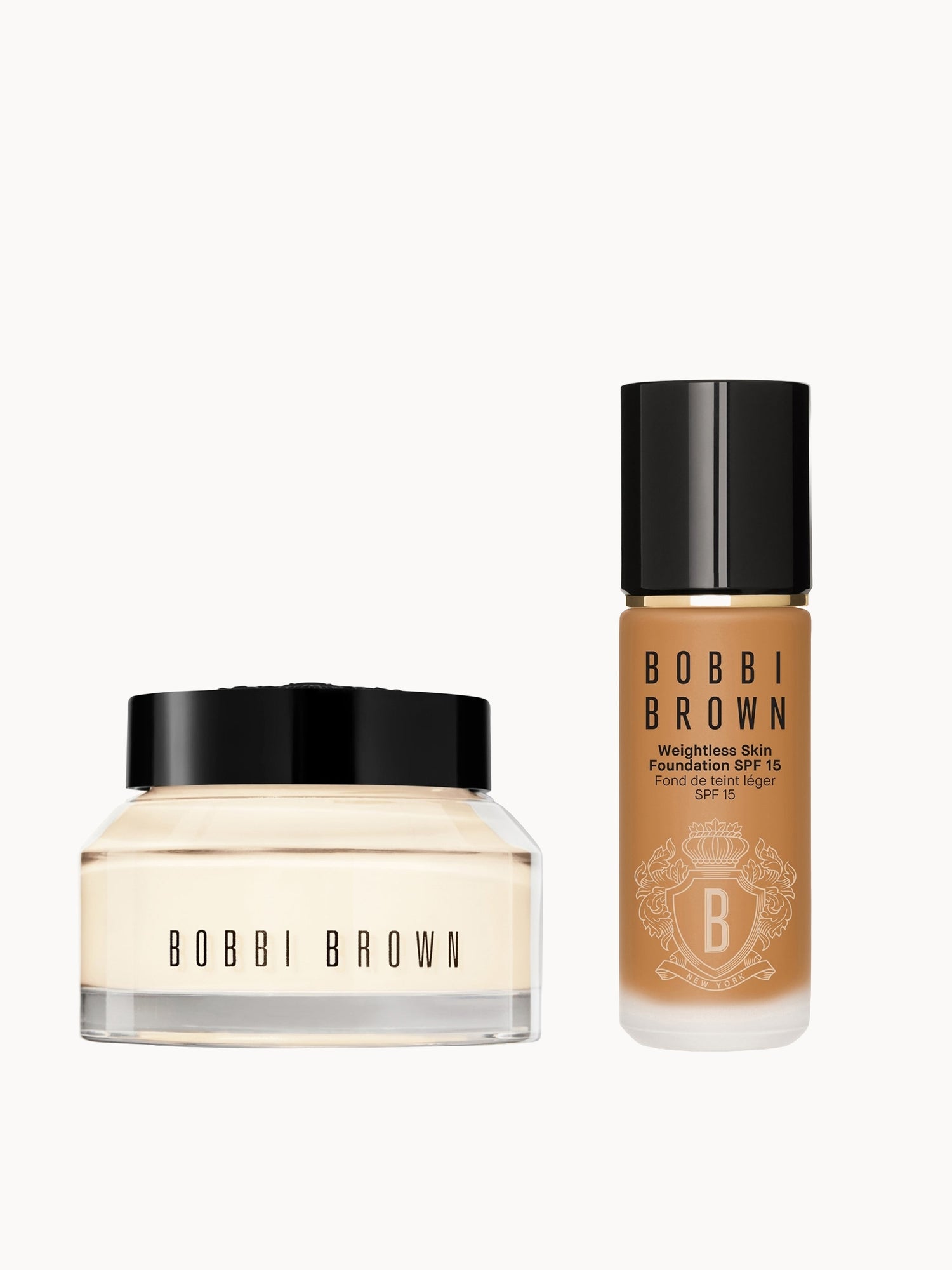 Bobbi Brown Hydrating Duo: Vitamin Enriched Face Base+ & Weightless Skin Foundation Bundle (Various Shades) Golden