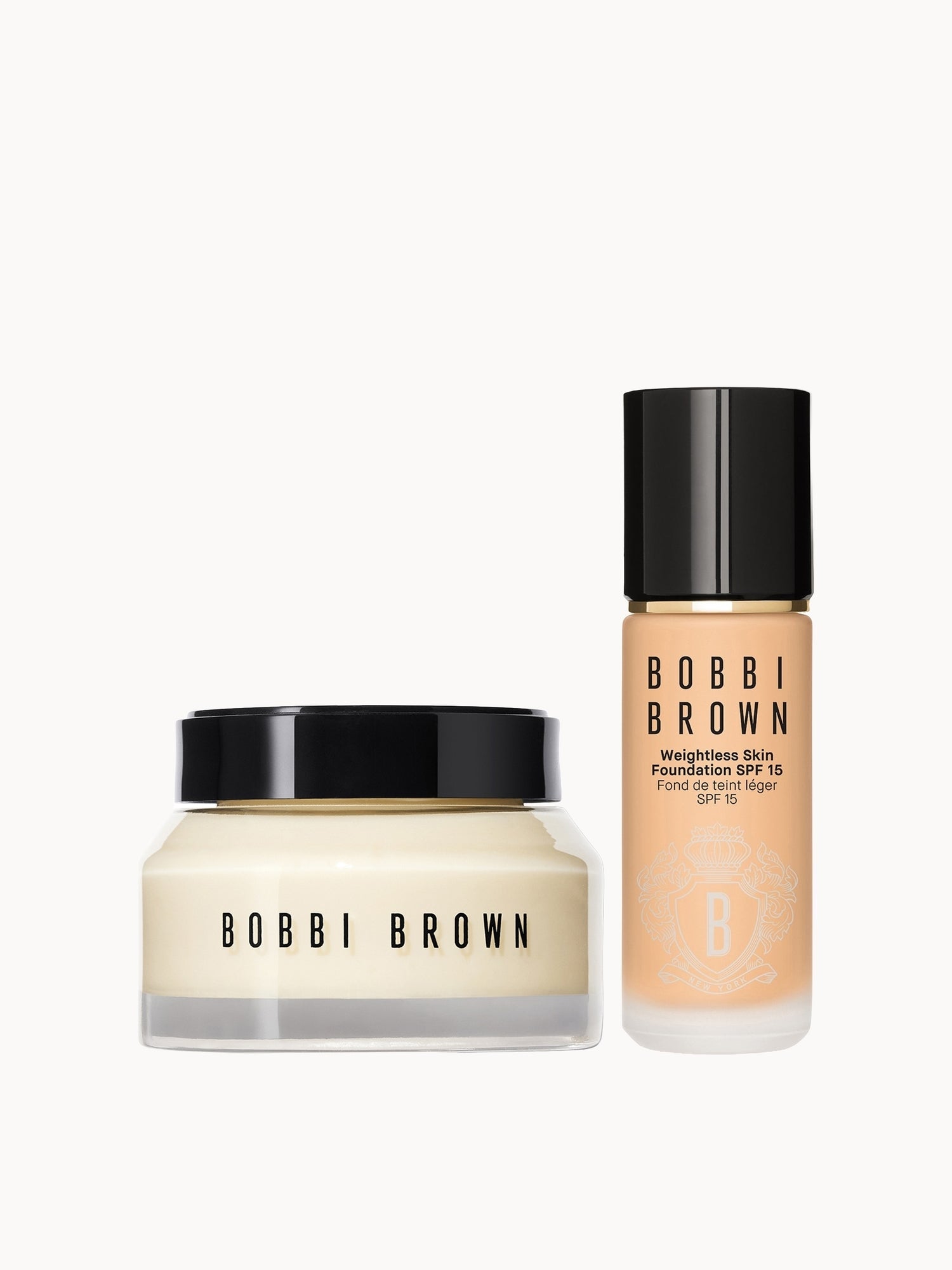 Bobbi Brown Hydrating Duo: Vitamin Enriched Face Base+ & Weightless Skin Foundation Bundle (Various Shades) Golden Beige