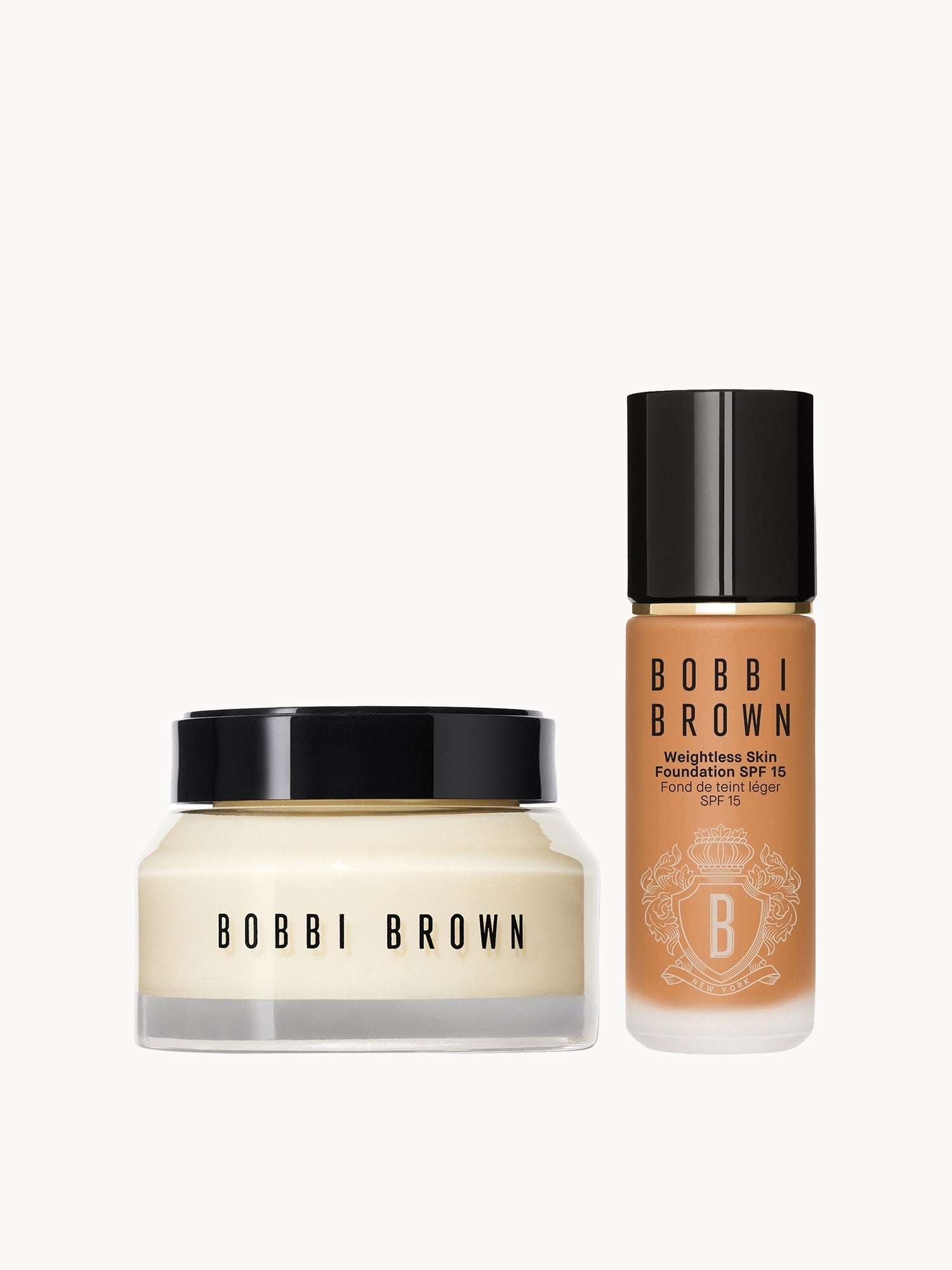 Bobbi Brown Hydrating Duo: Vitamin Enriched Face Base+ & Weightless Skin Foundation Bundle (Various Shades) Warm Golden