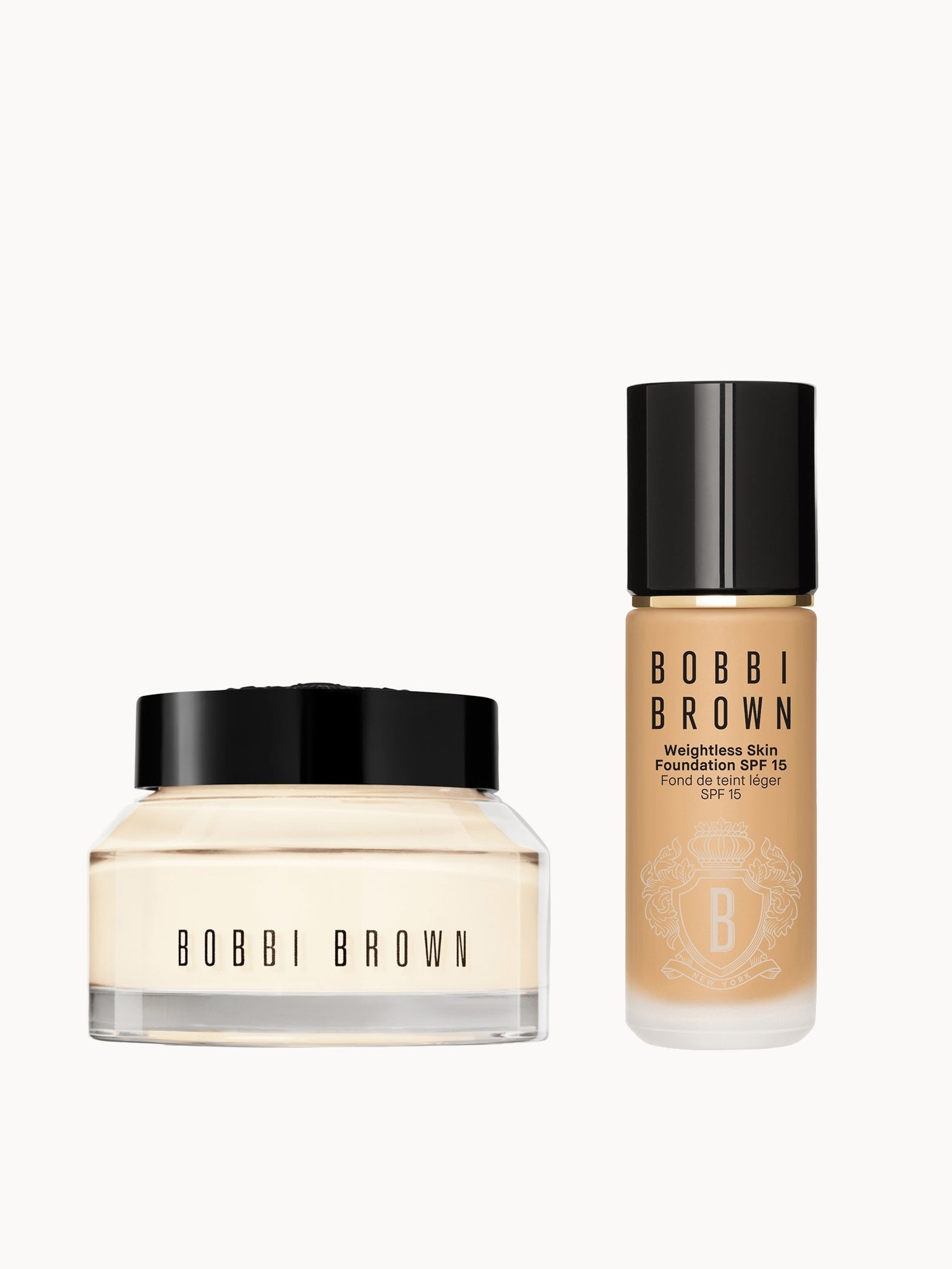 Bobbi Brown Hydrating Duo: Vitamin Enriched Face Base+ & Weightless Skin Foundation Bundle (Various Shades) Warm Natural