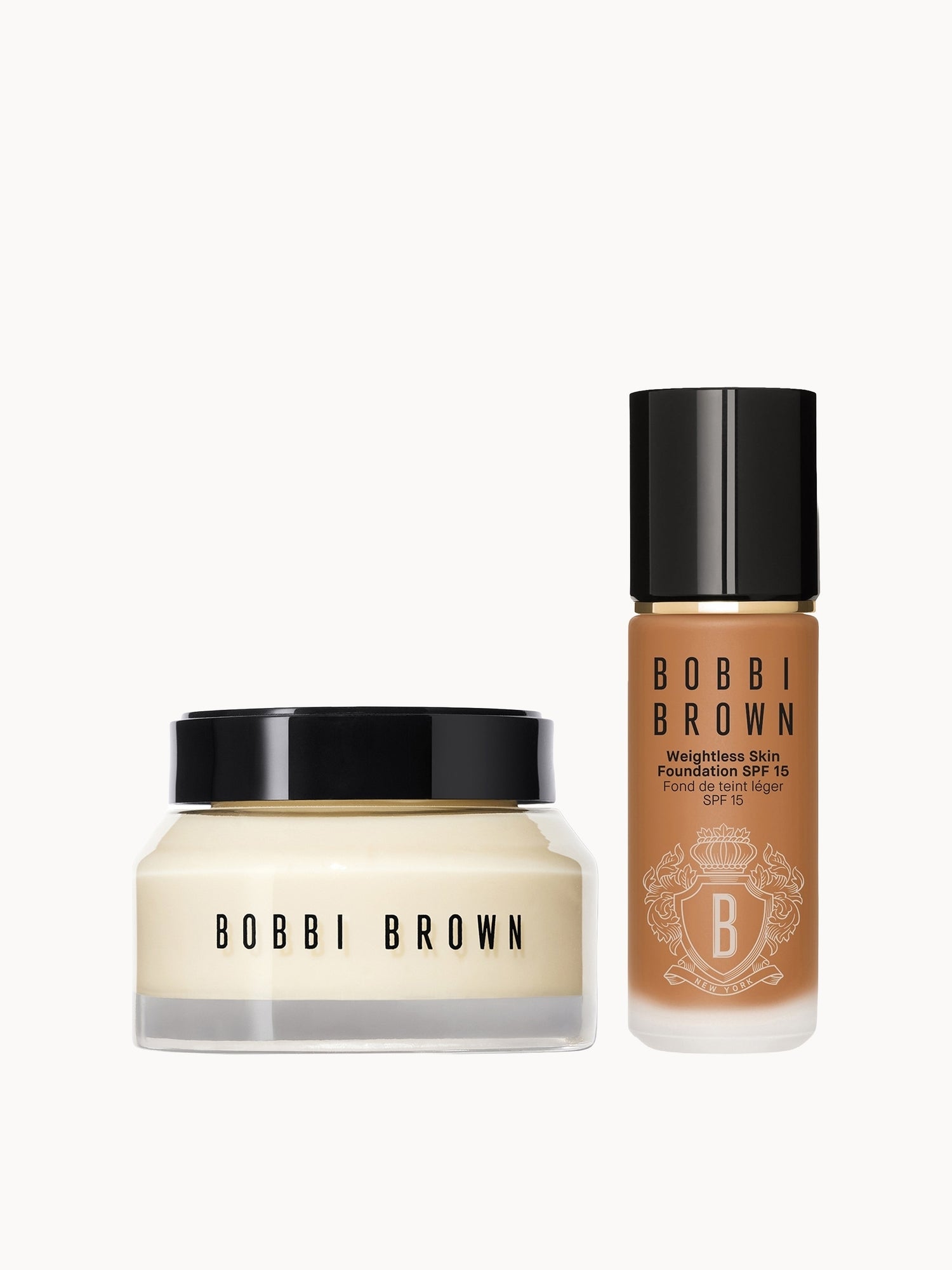Bobbi Brown Hydrating Duo: Vitamin Enriched Face Base+ & Weightless Skin Foundation Bundle (Various Shades) Cool Golden