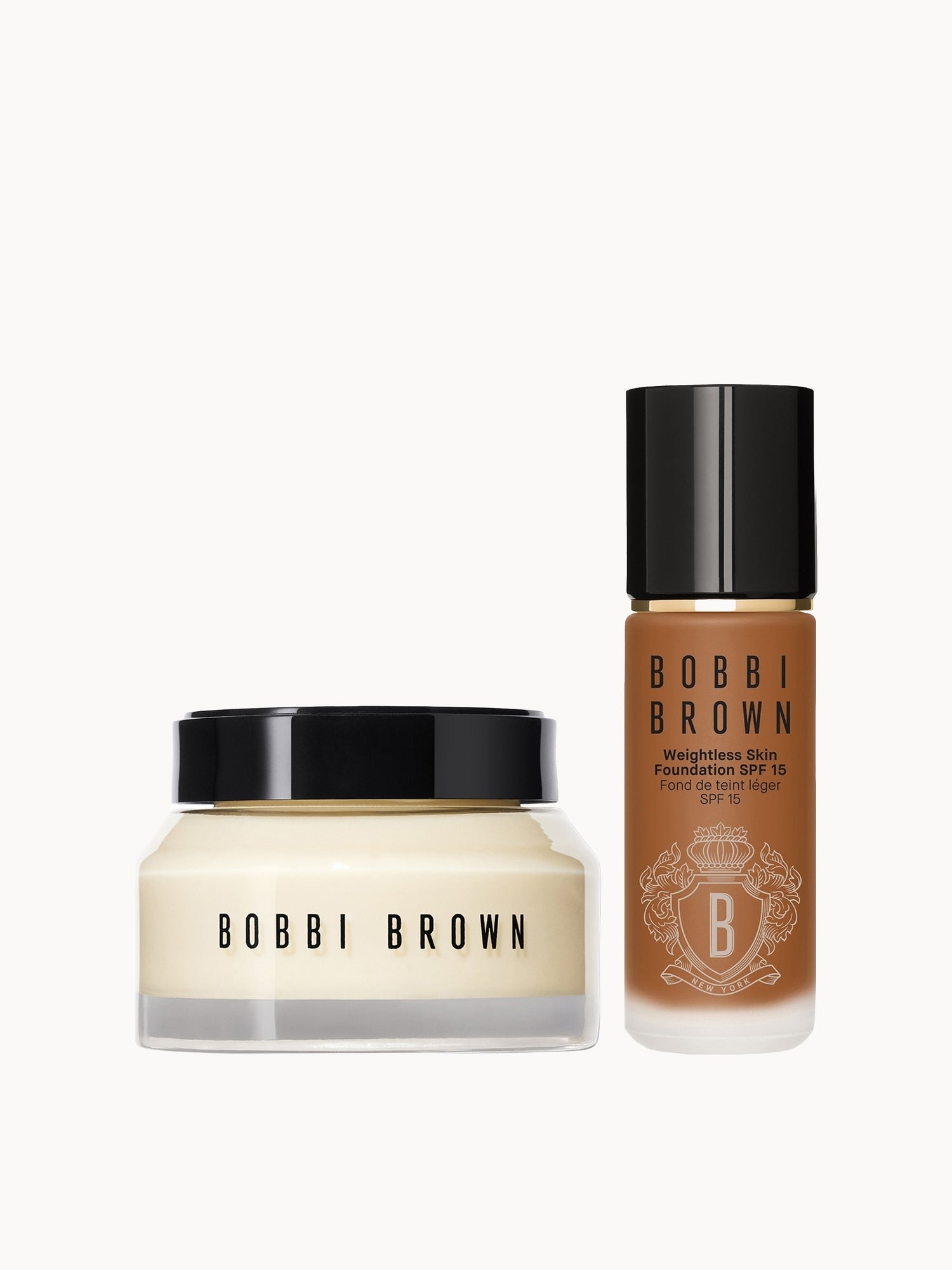 Bobbi Brown Hydrating Duo: Vitamin Enriched Face Base+ & Weightless Skin Foundation Bundle (Various Shades) Neutral Walnut