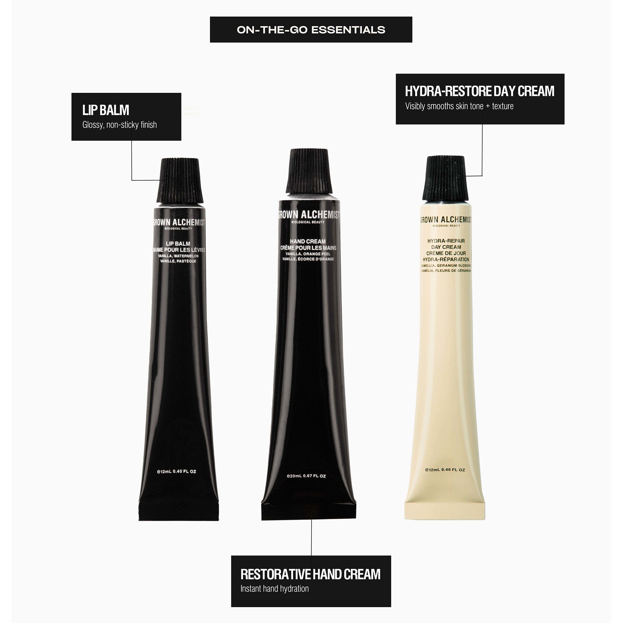 Grown Alchemist On-The-Go Essentials Kit Hero Hand, Lips + Face