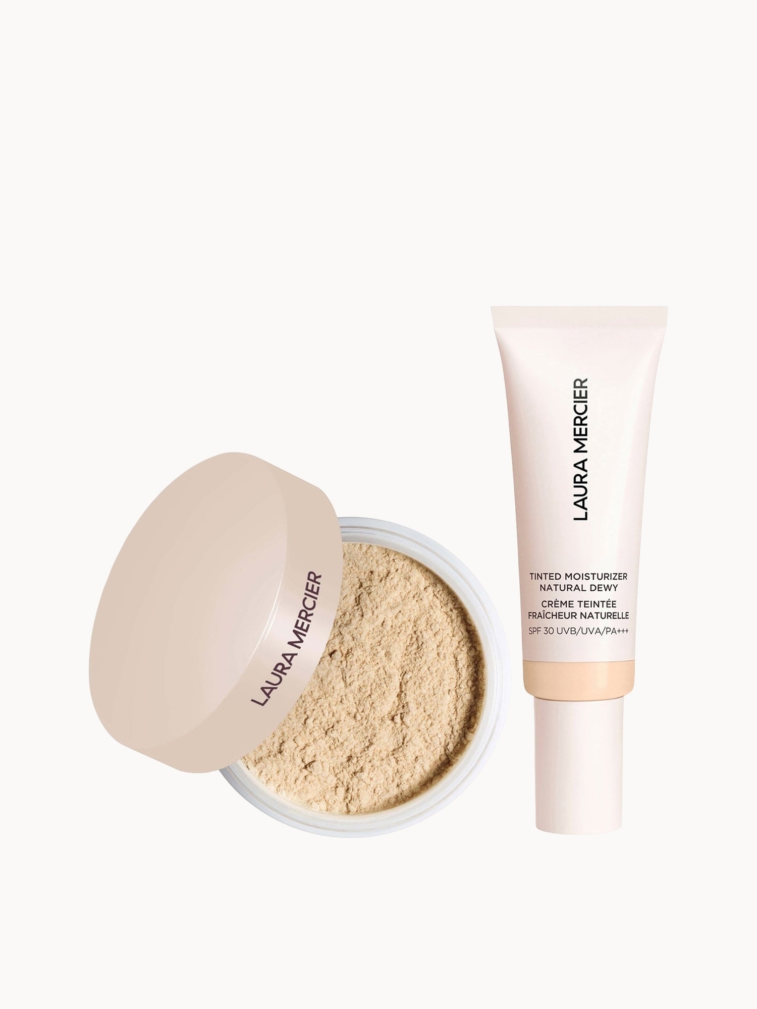 Laura Mercier Mini Translucent Loose Setting Powder Ultra Blur and Tinted Moisturiser Natural Dewy SPF 30 Duo (Various Shades)