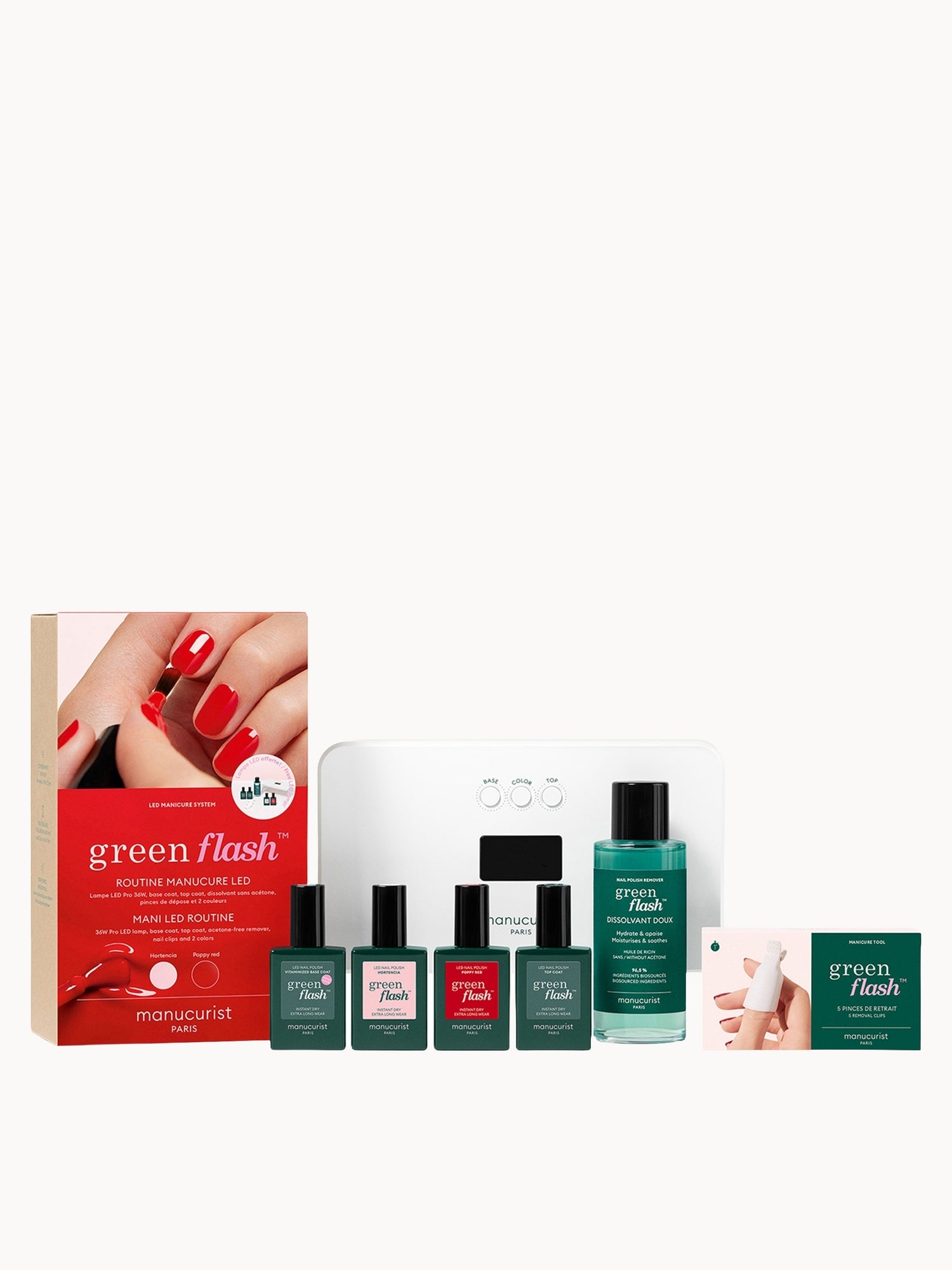 Manucurist Green Flash Retail Kit 36w - Hortencia & Poppy Red 15ml (Worth £149)