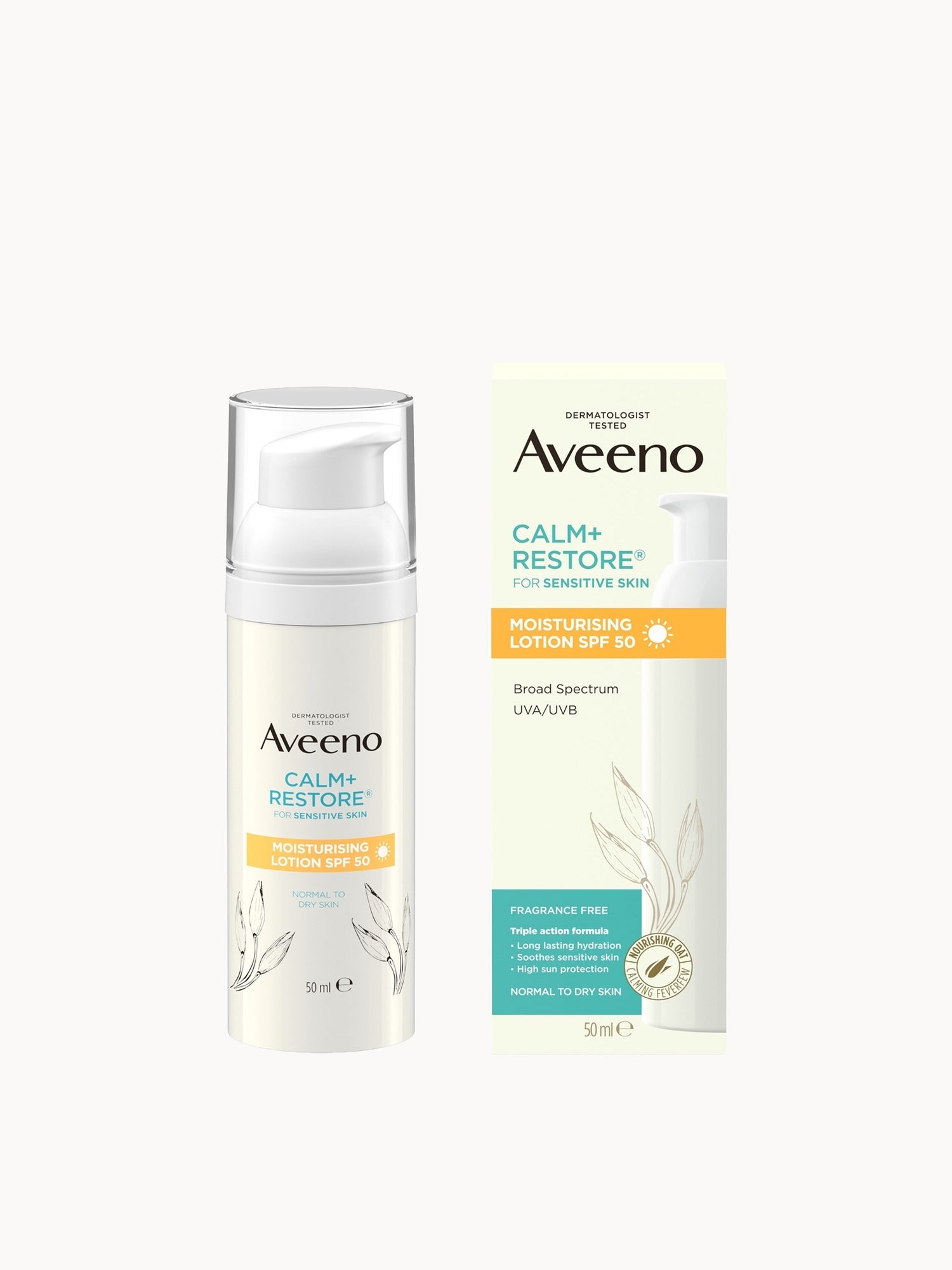 Aveeno Face Calm & Restore Moisturising Lotion SPF 50 50ml