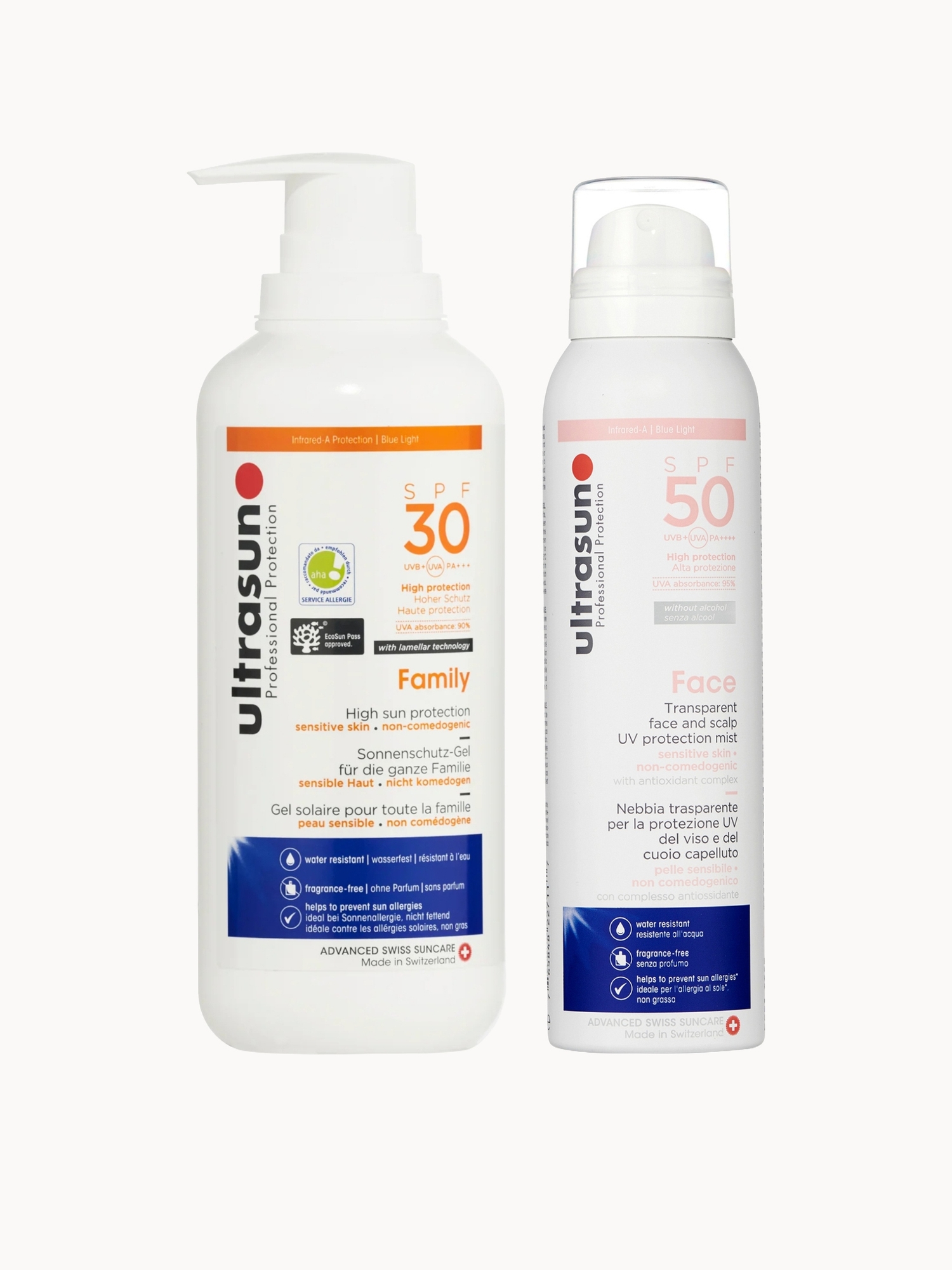 Ultrasun: Ultrasun Family SPF 30 400ml and Ultrasun UV Face & Scalp Mist SPF50 150ml Bundle