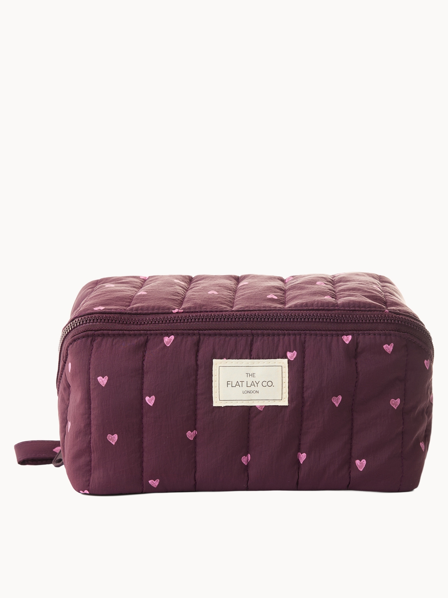 The Flat Lay Co.: The Flat Lay Co. Marshmallow Flat Lay Makeup Box Bag - Burgundy Hearts LOOKFANTASTIC EXCLUSIVE