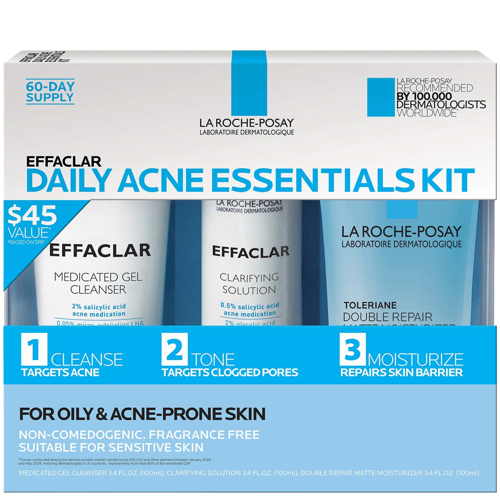 LA ROCHE-POSAY スキンケアセット　バラ売り不可 La Roche-Posay Effaclar Acne Daily Essentials Kit ($45 Value