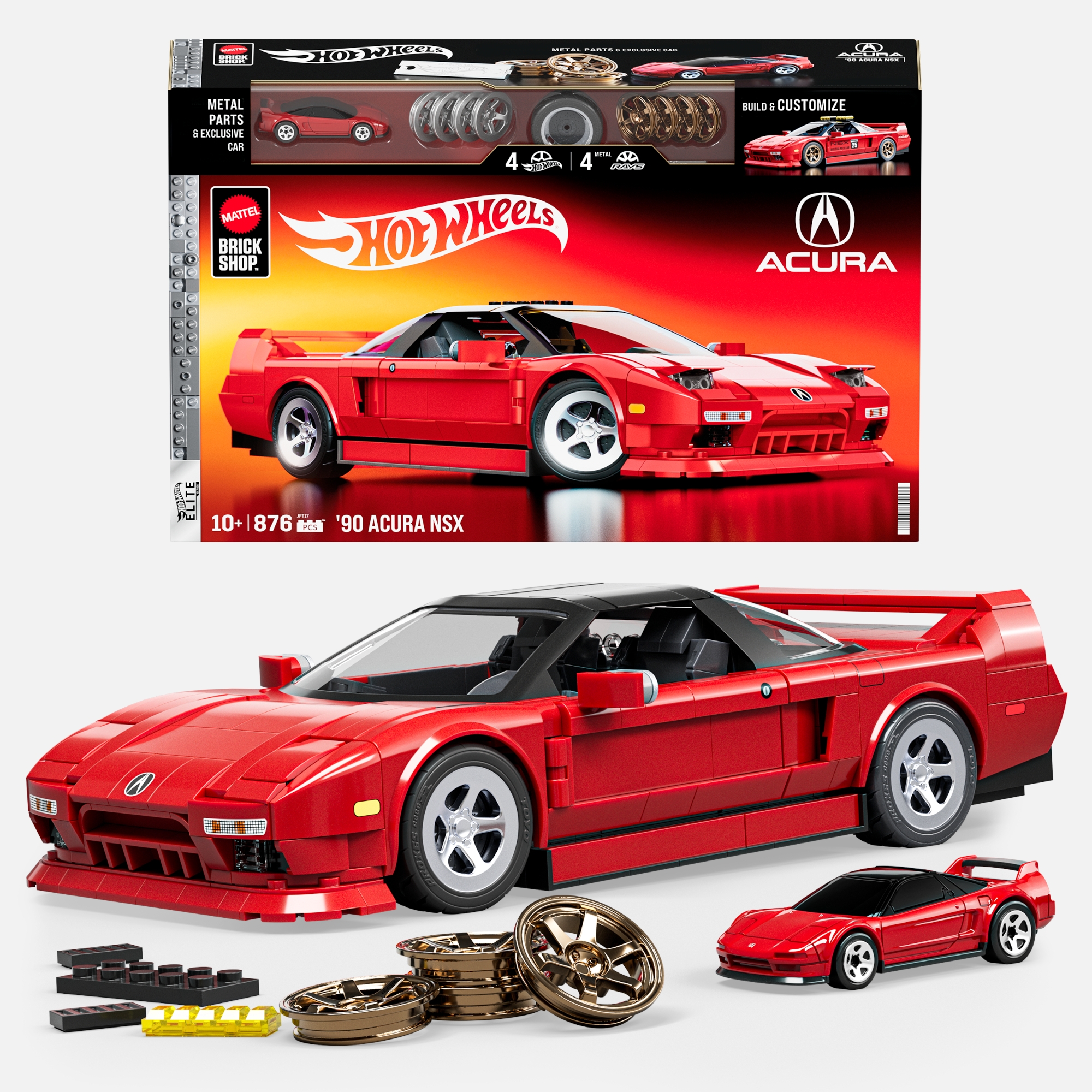 R,Sショップ Mattel Brick Shop Hot Wheels Elite 90 Acura NSX Building Set