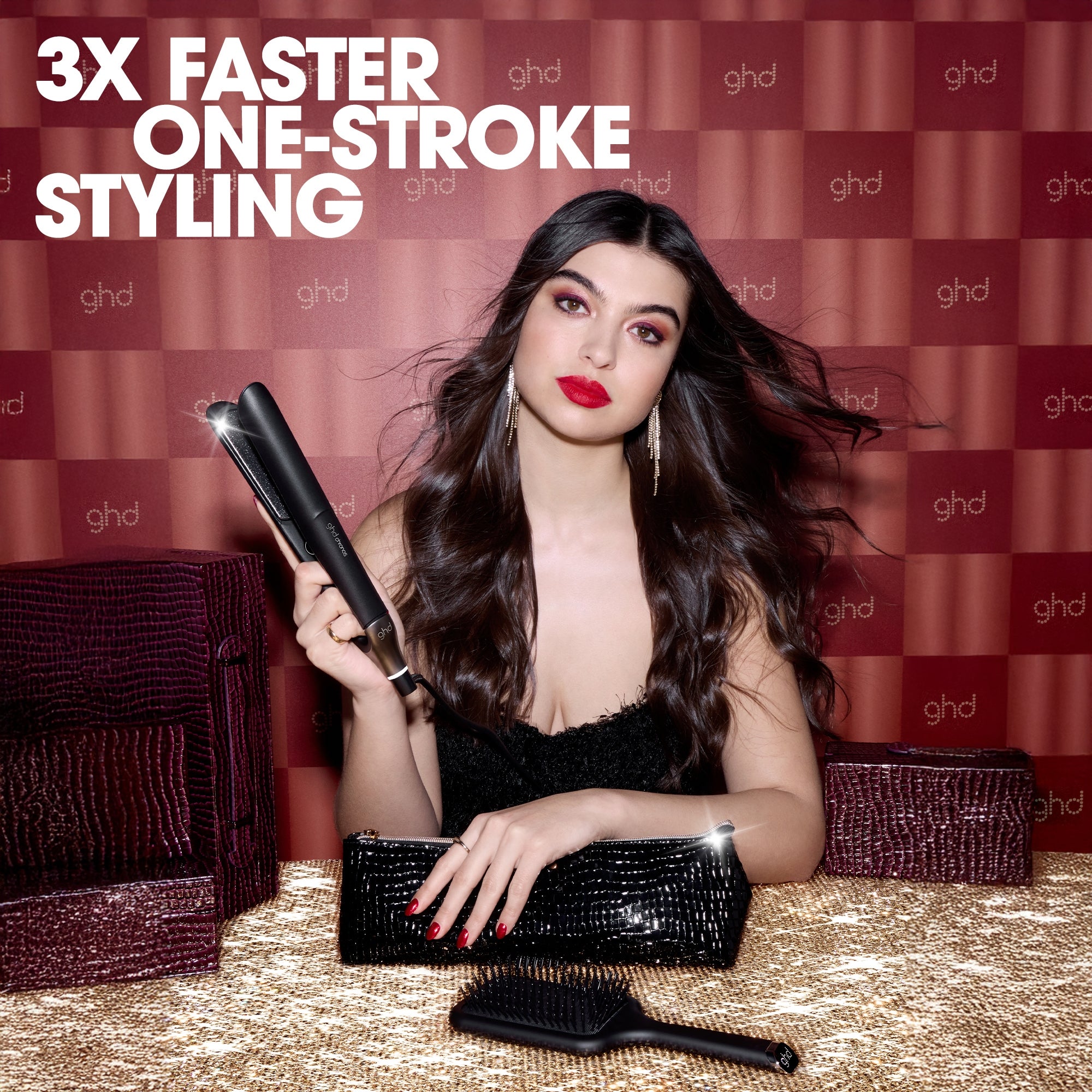 ghd Chronos Styler gift set with paddle brush and styler bag
