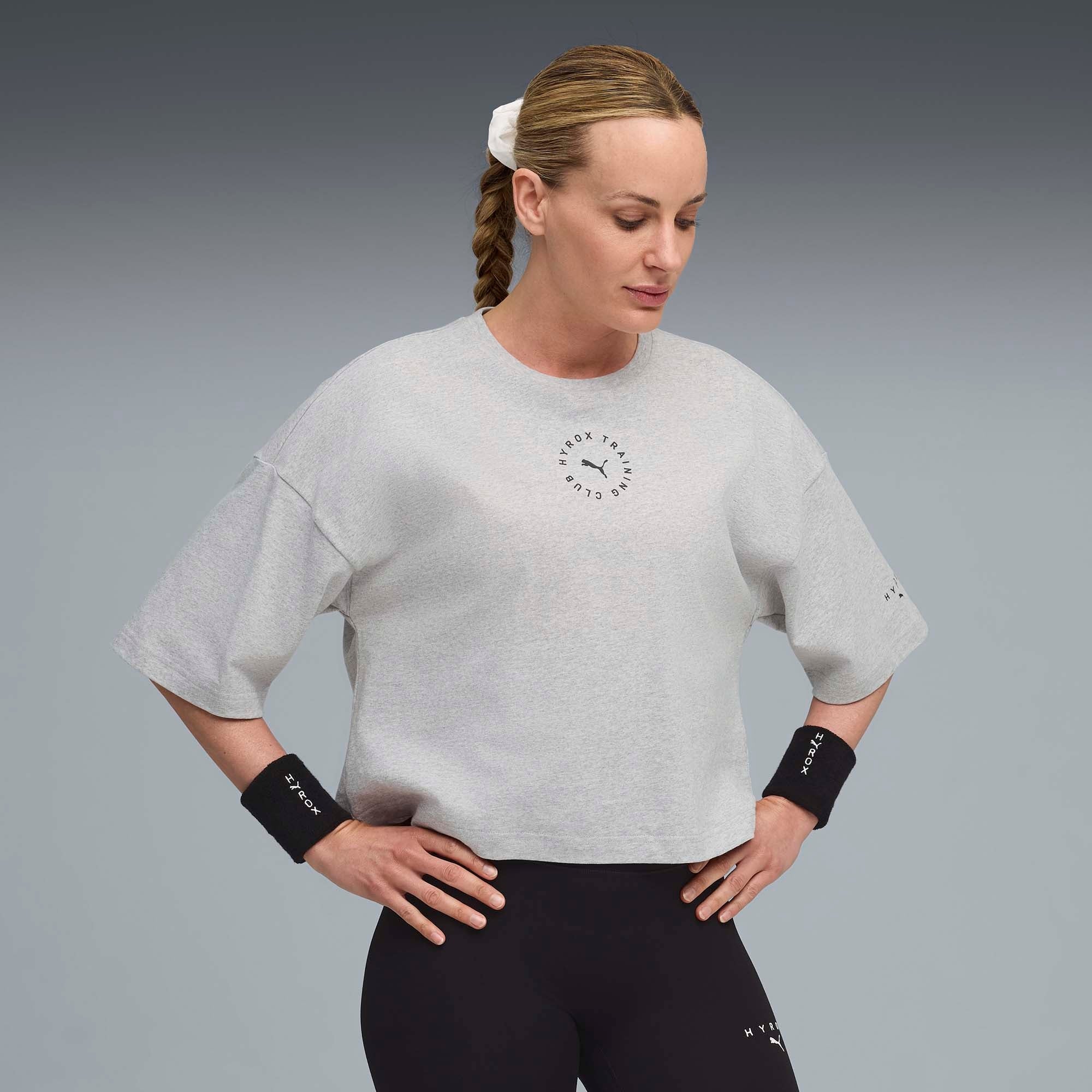 Womens PUMA x HYROX CROPPED LIFESTYLE TEE - White - S | HYROX Shop