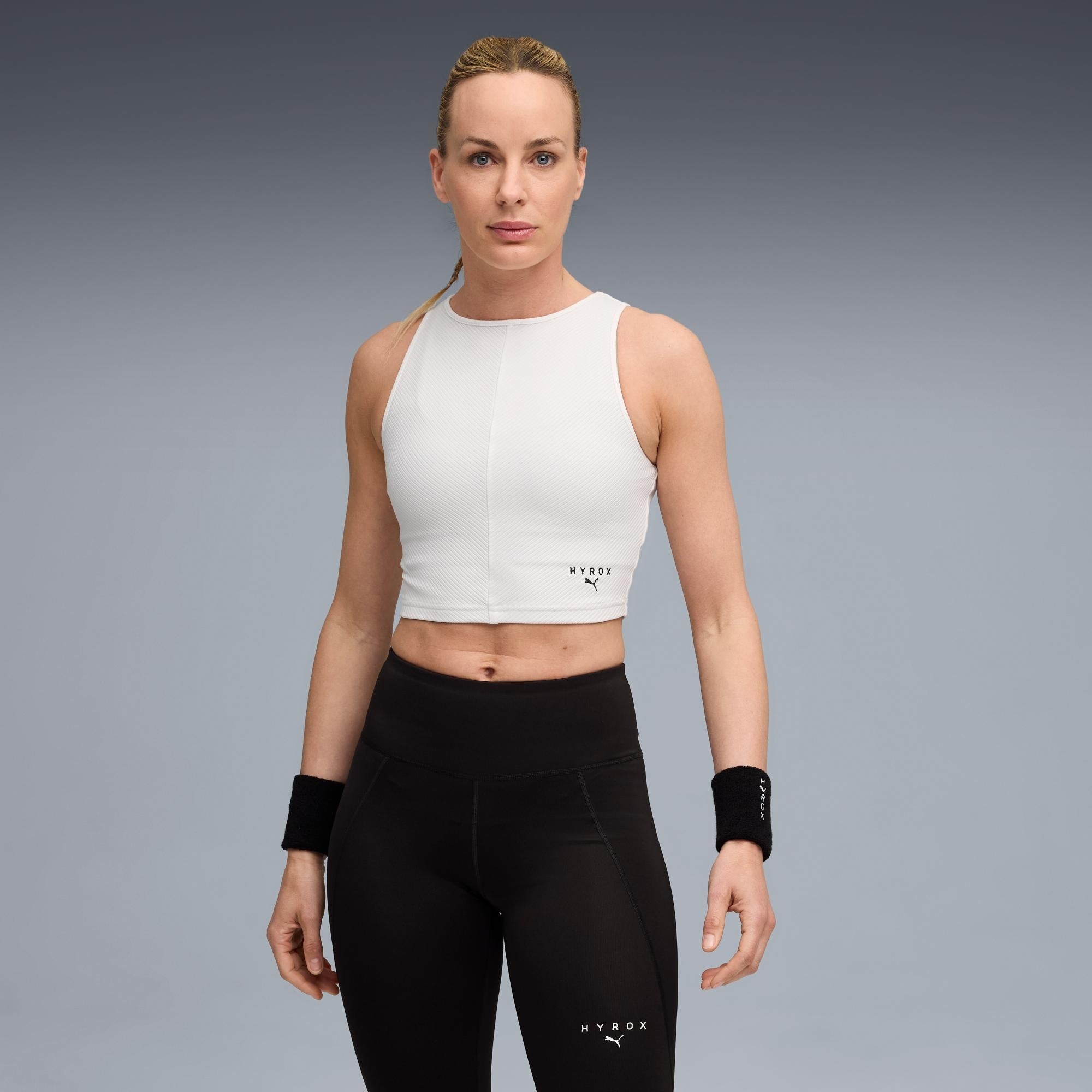 Womens PUMA x HYROX RIB CROP TANK - White - S | HYROX Shop Official