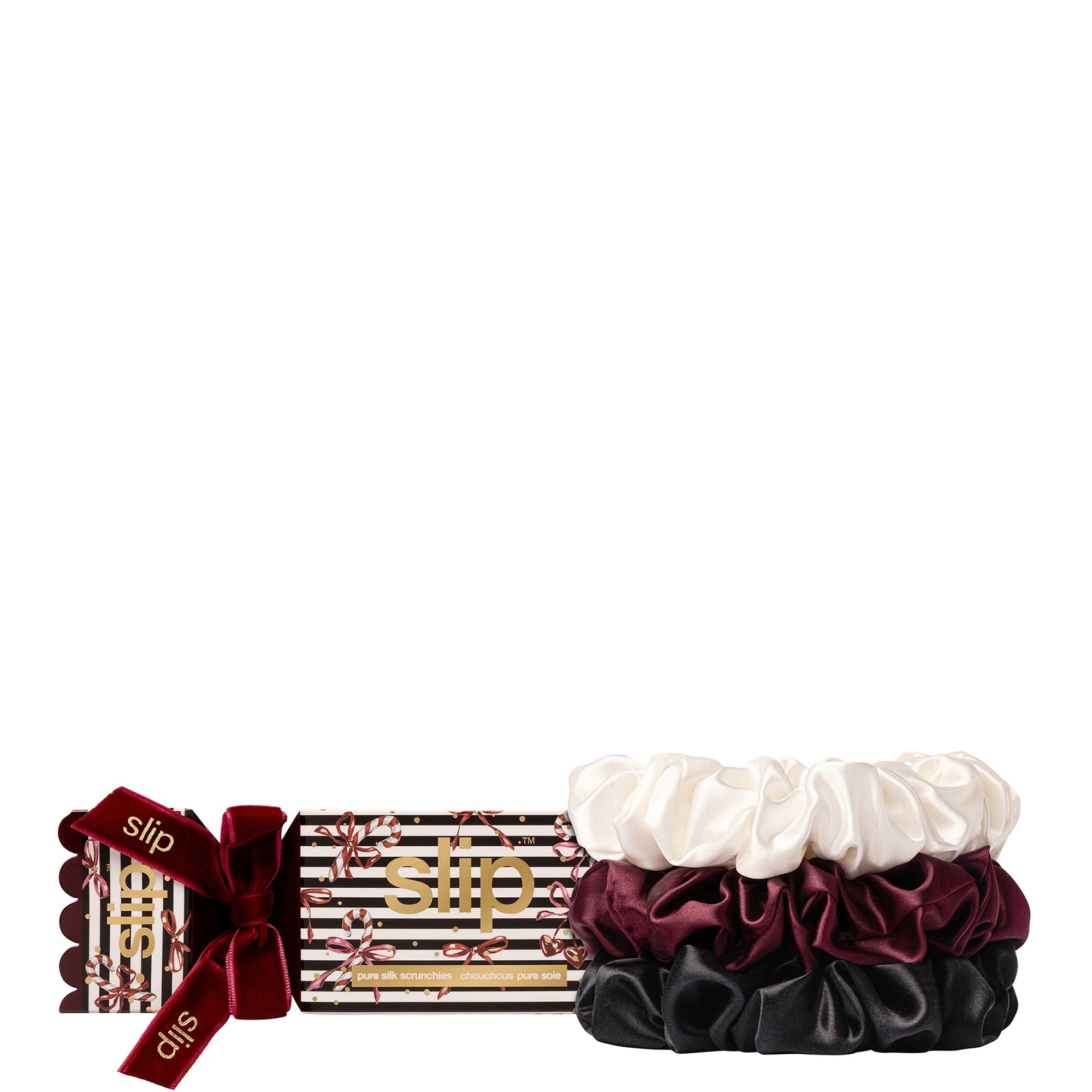 Limited Edition Slip Pure Silk Holiday Cracker —10 Skinny Scrunchies ($79 Value) Slip Pure Silk Large Scrunchie Cracker - Sugar Plum ($49  main image 3