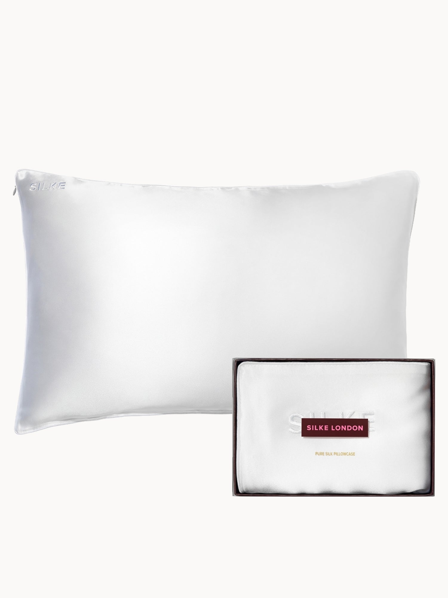 SILKE Silk Pillowcase - Queen - White