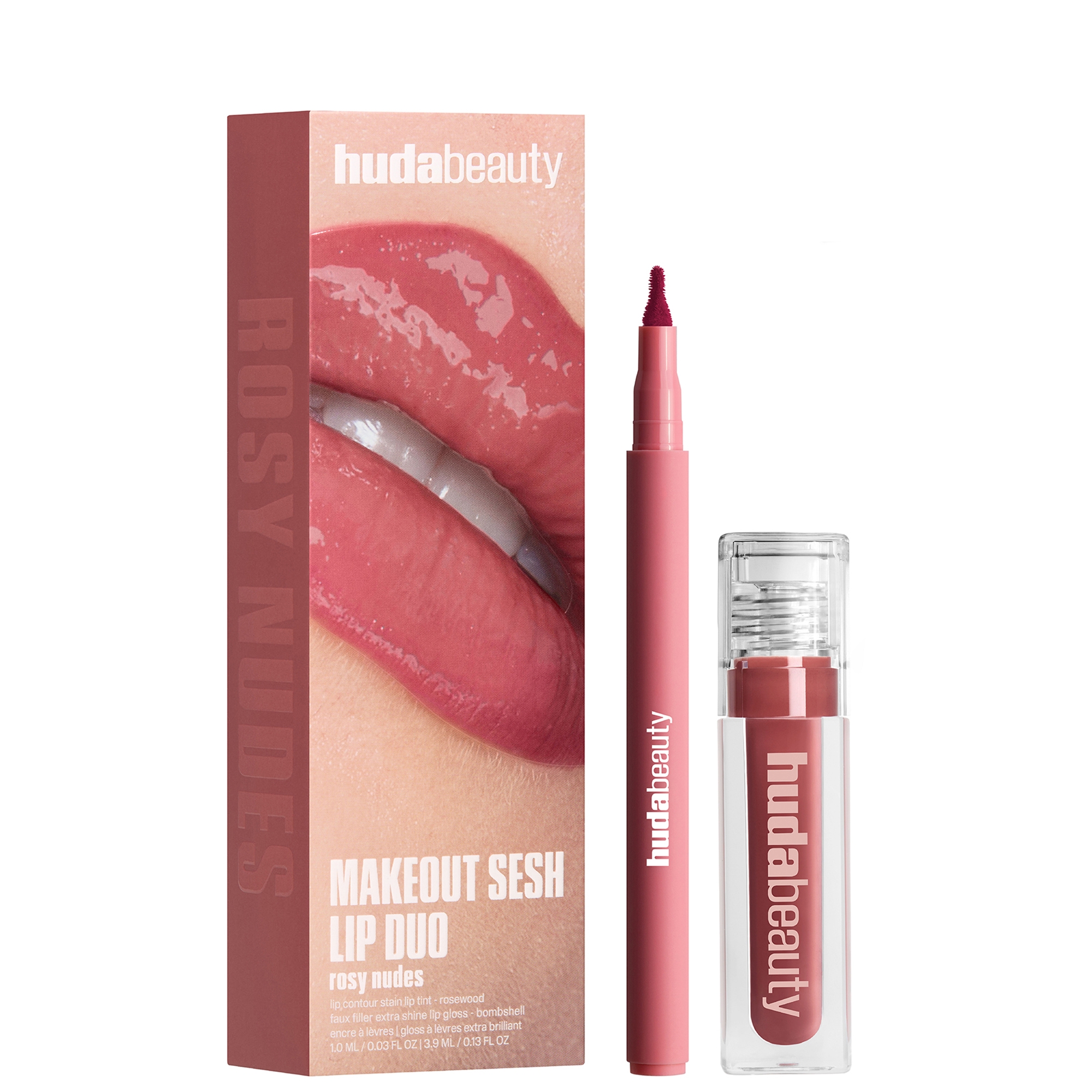 HUDA BEAUTY Rosy Nude - Makeout Sesh Lip Kit | Cult Beauty