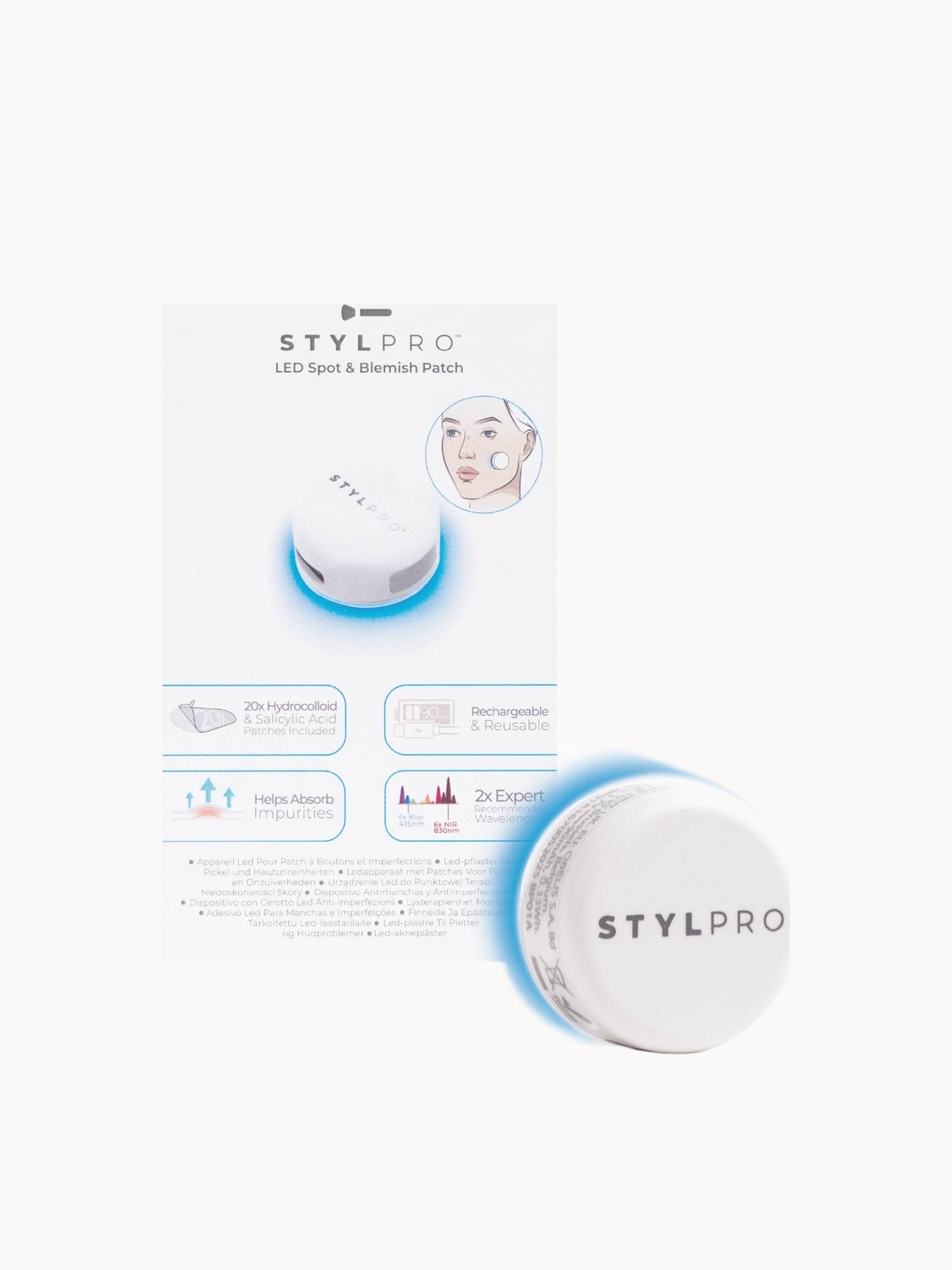 StylPro Blue LED Blemish Patch with 20x Hydrocolloid & Salicylic Patches