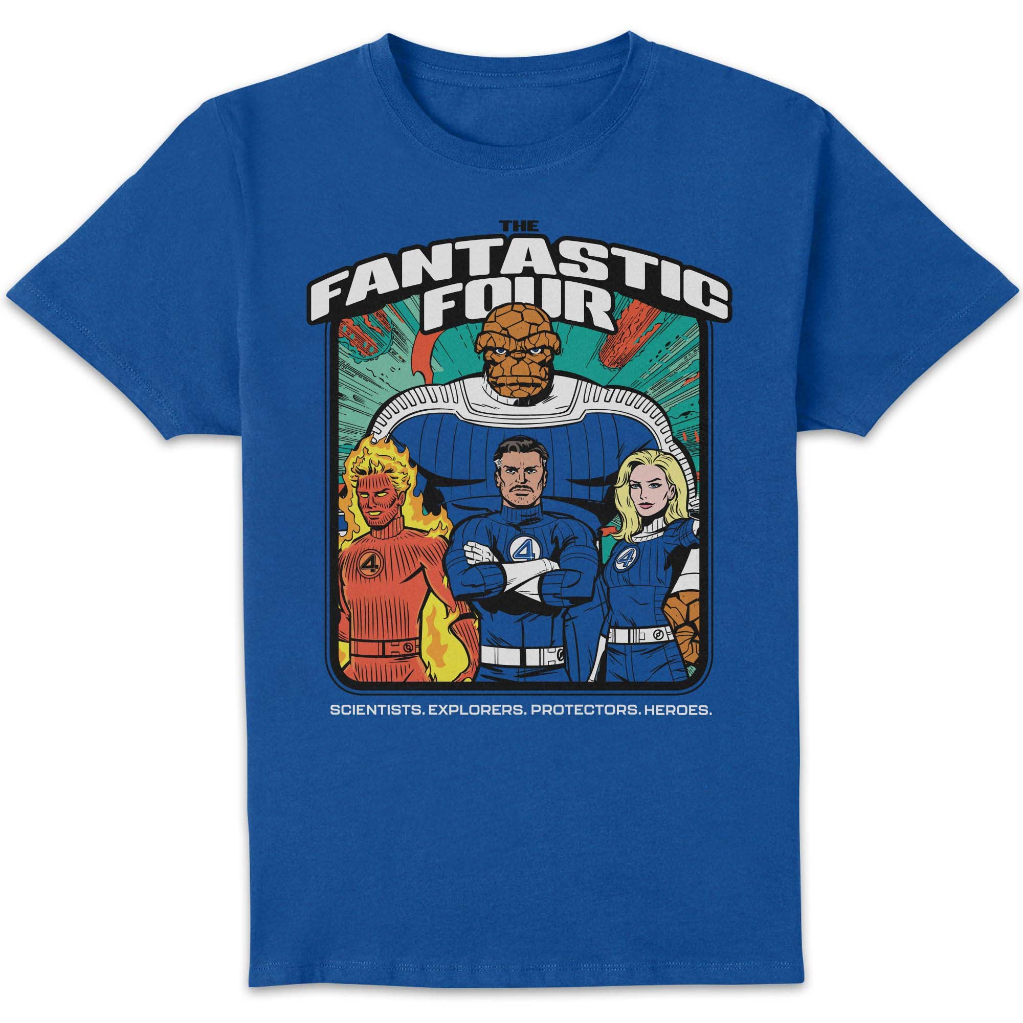 Marvel Fantastic Four Distressed Retro Logo Unisex T-Shirt - Blue - S