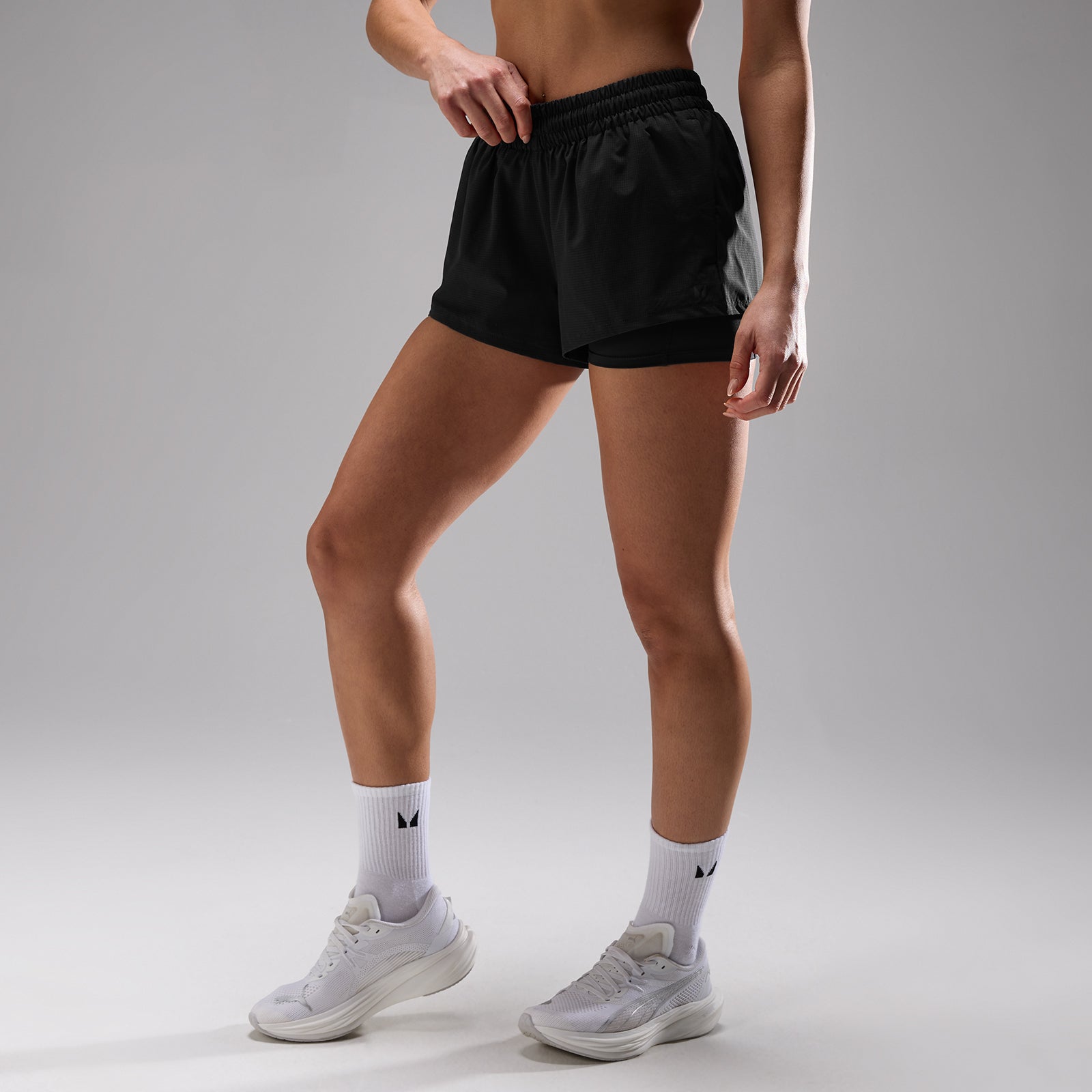 Short De Sport Fittin Femme – Noir – Taille XL – Polyester – Taille Haute – Gym Running