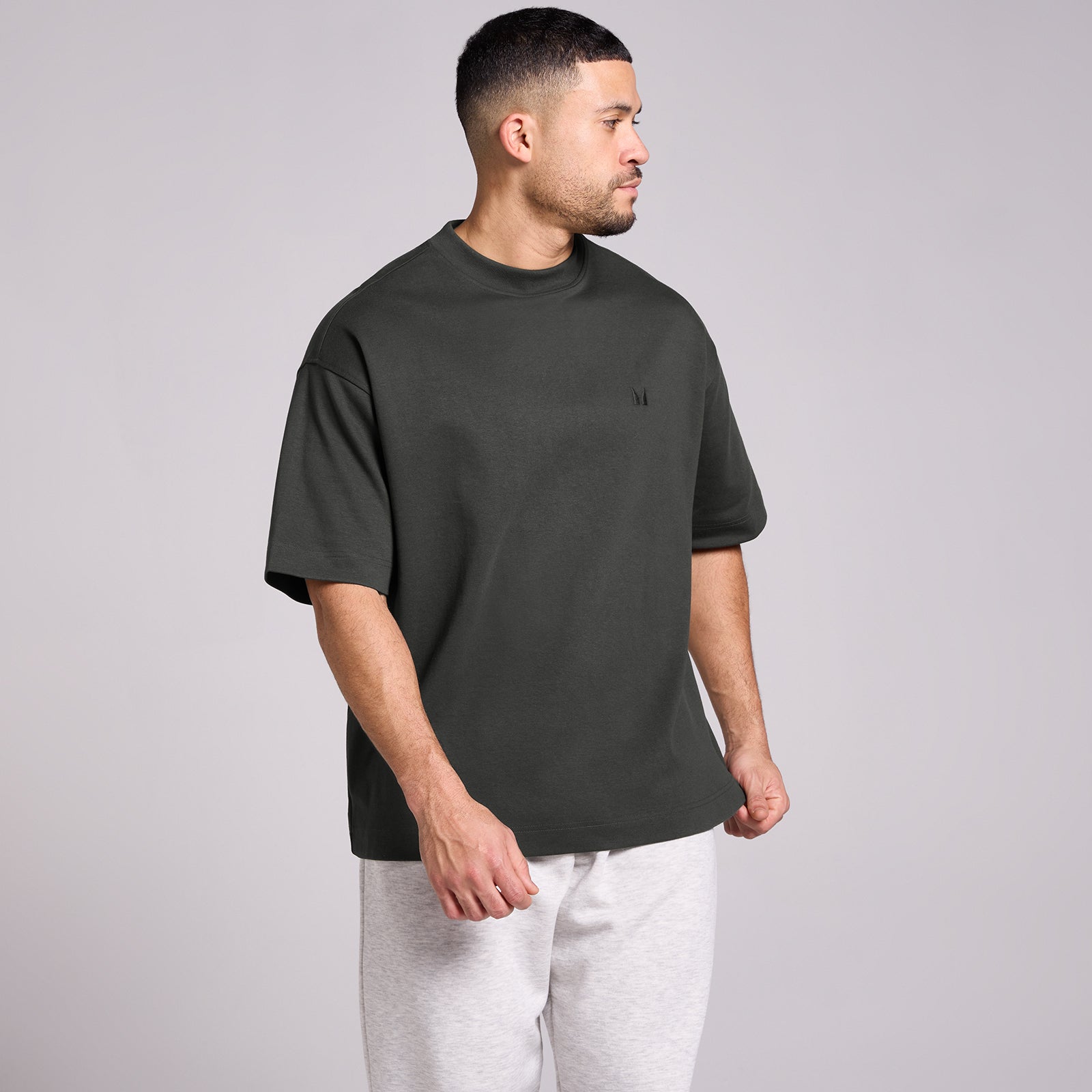 MP メンズ オーバーサイズコットンTシャツ - ウォッシュドブラック