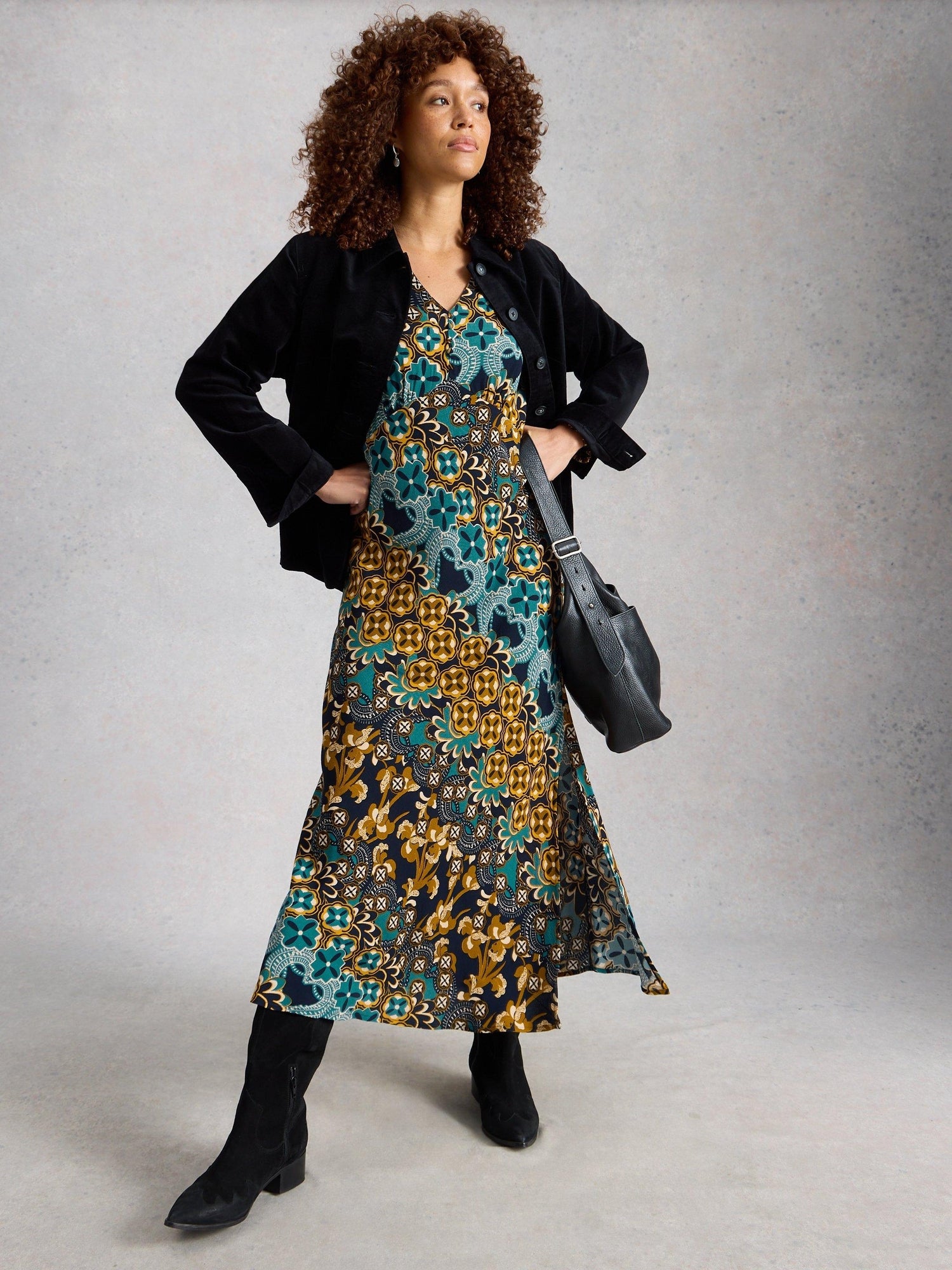 Peace Hope Robe Robe Hope À Coupe En Biais - Navy Multi - 36/R | White Stuff