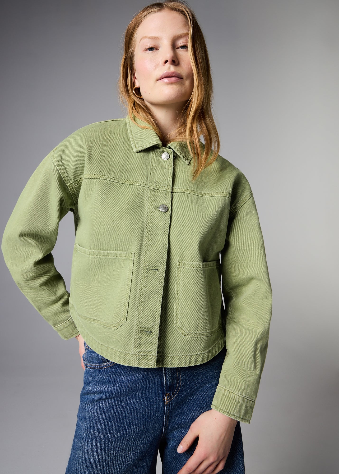 Sage Green Denim Shacket