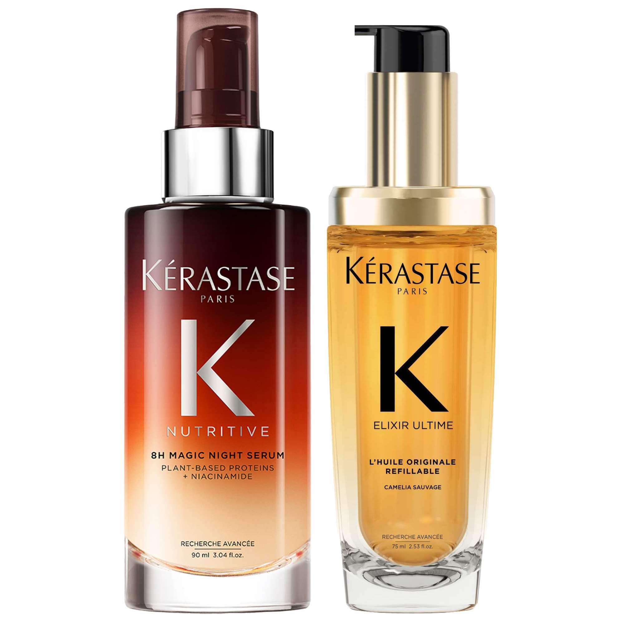 Kérastase: Kérastase  Duo: Nutritive 8H Magic Night Serum With Niacinamide 90ml & Hair Oil 75ml for Dry Hair