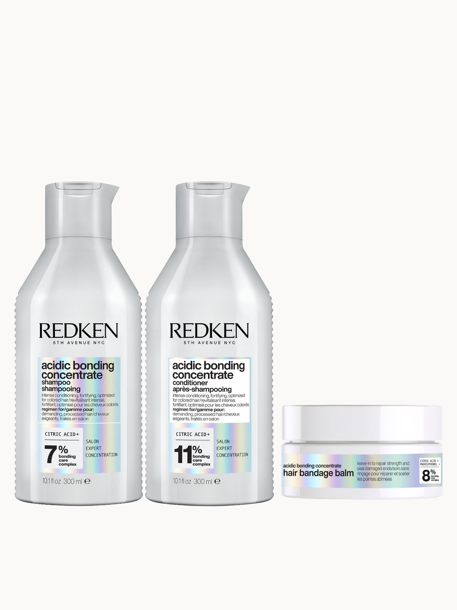 Redken Acidic Bonding Concentrate Hair Bandage Balm 75ml, Shampoo 300ml and Conditioner 300ml Bundle
