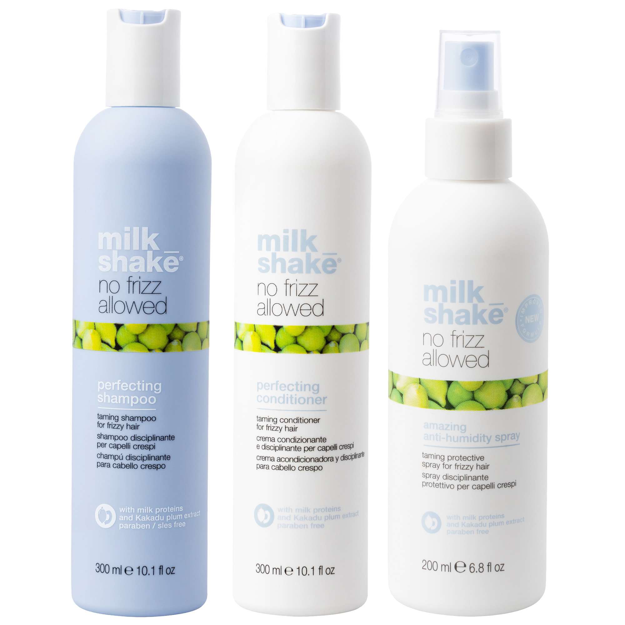 milk_shake: milk_shake  Trio: Perfecting Shampoo 300ml, Conditioner 300ml & Anti-Humidity Spray 200ml