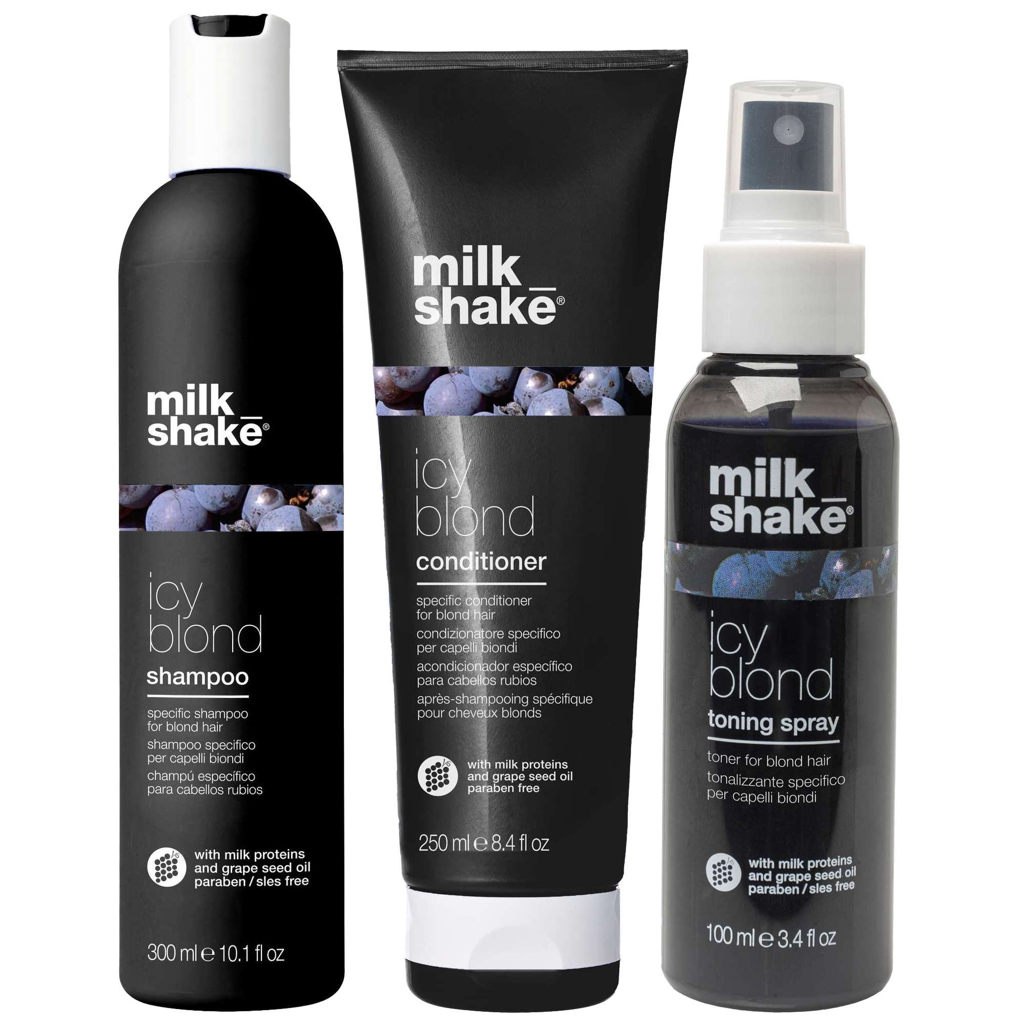 milk_shake: milk_shake  Trio: Icy Blonde Shampoo 300ml, Conditioner 250ml & Toning Spray 100ml