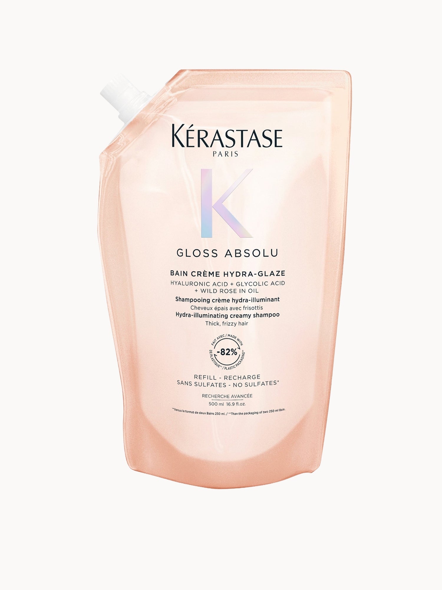 Kérastase Gloss Absolu Bain Crème Hydra-Glaze Shampoo For Thick Frizzy Hair 500ml Refill