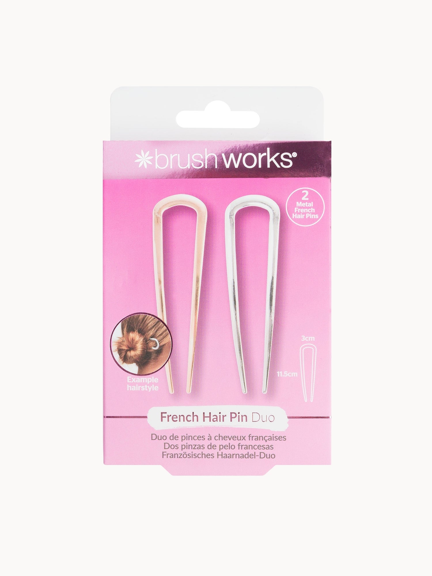 Brushworks French Hair Pin Duo - Gold & Silver