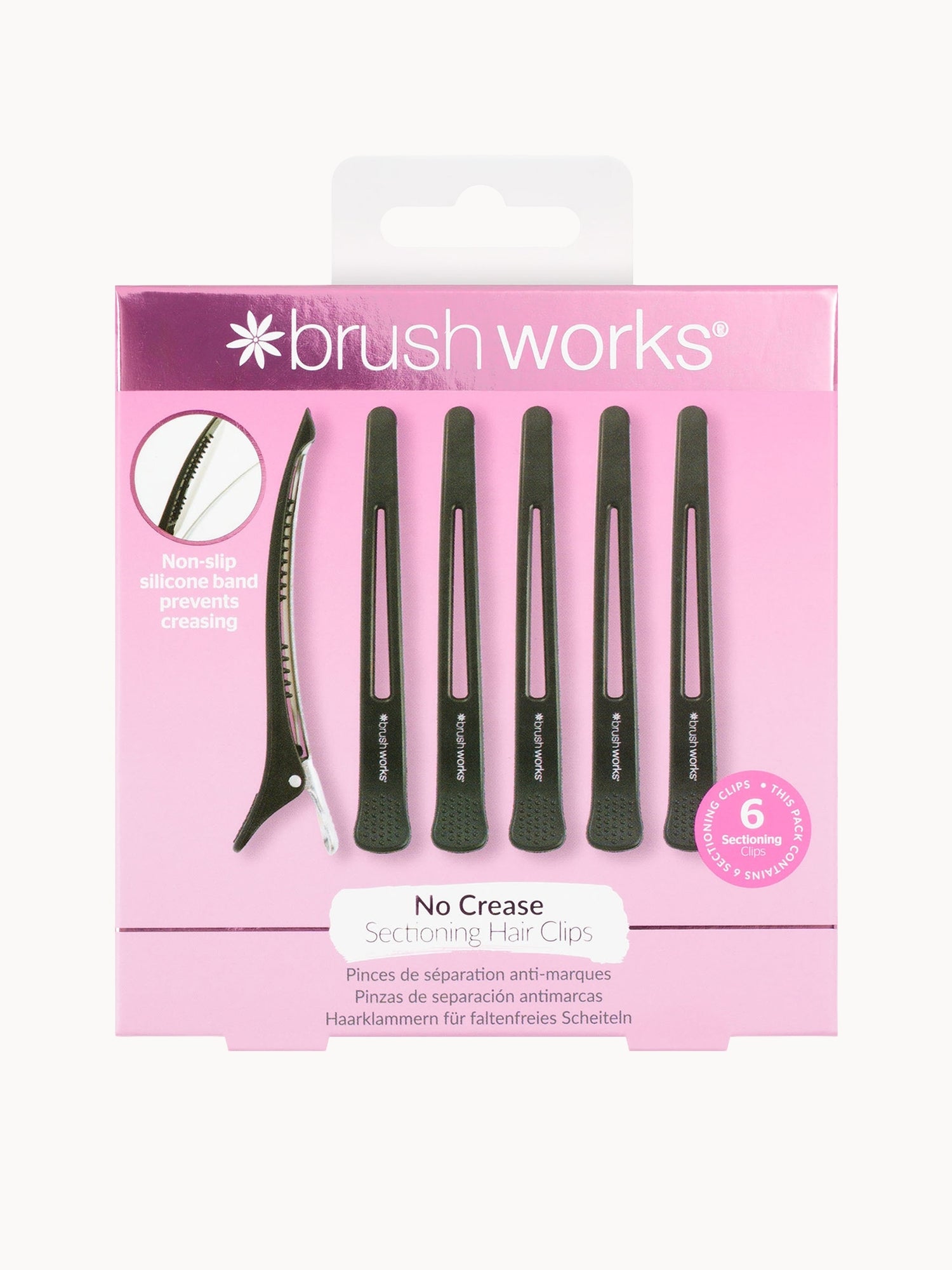 Brushworks No Crease Sectioning Hair Clips (Pack of 6)