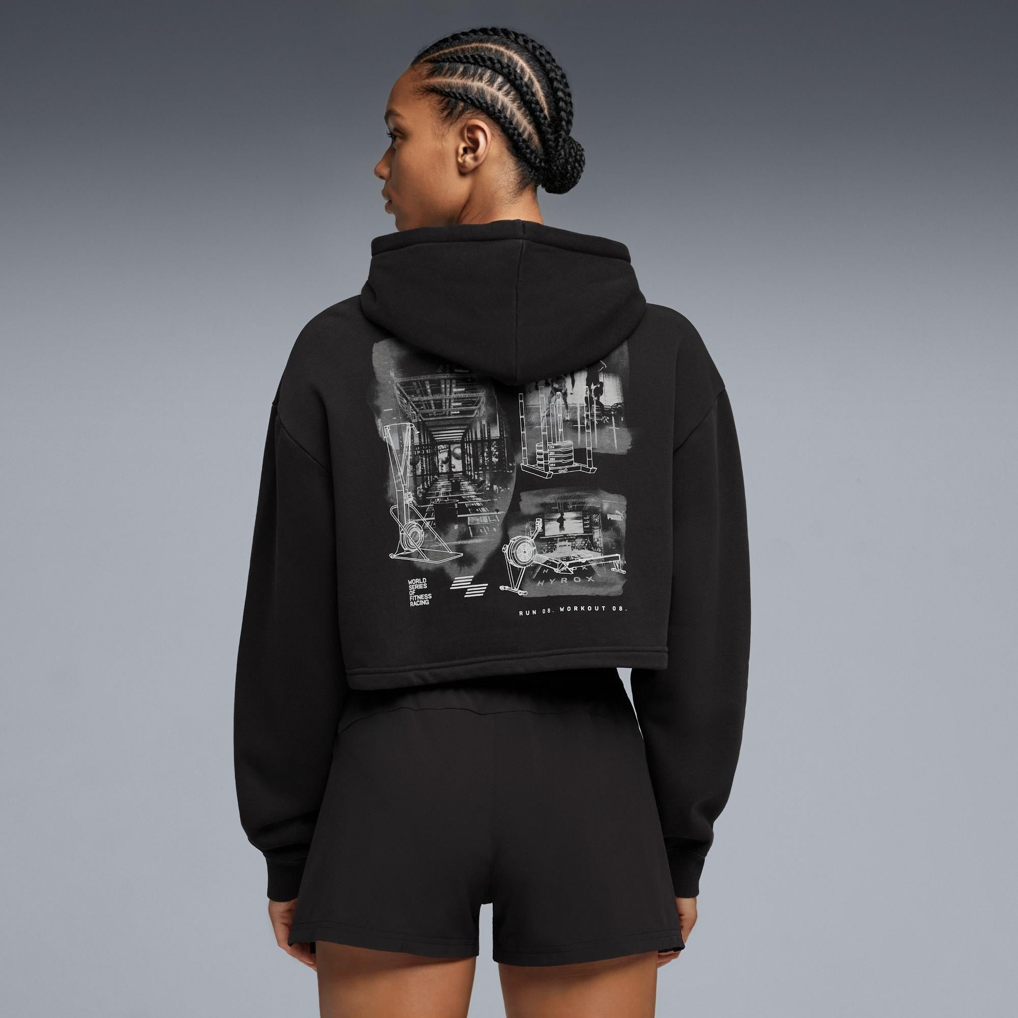WORLD CROPPED HOODIE WOMEN'S - black - L | HYROX Shop Official