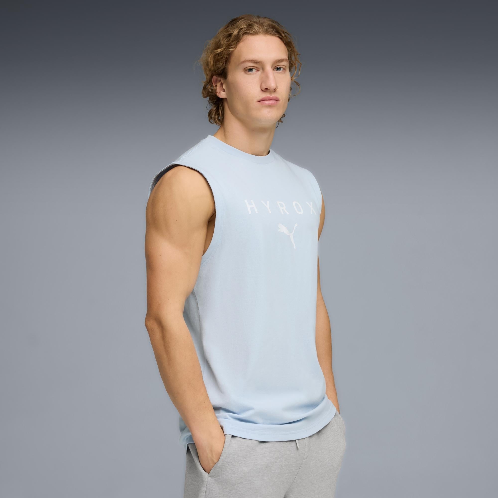 UNISEX CUTOFF TANK - light blue - XL | HYROX Shop Official