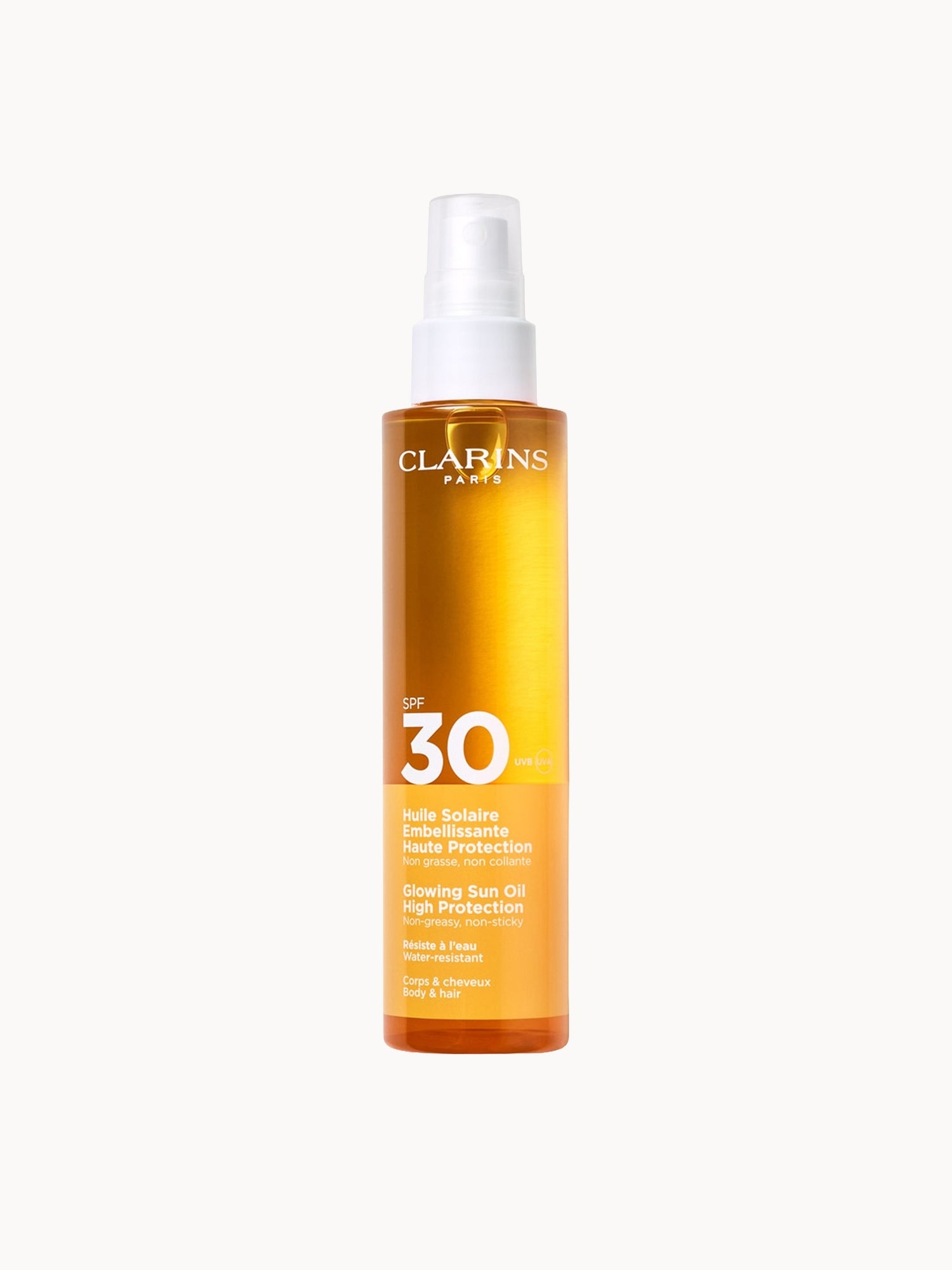 Clarins Glowing Sun Oil High Protection Spf30 For Body & Hair 150ml