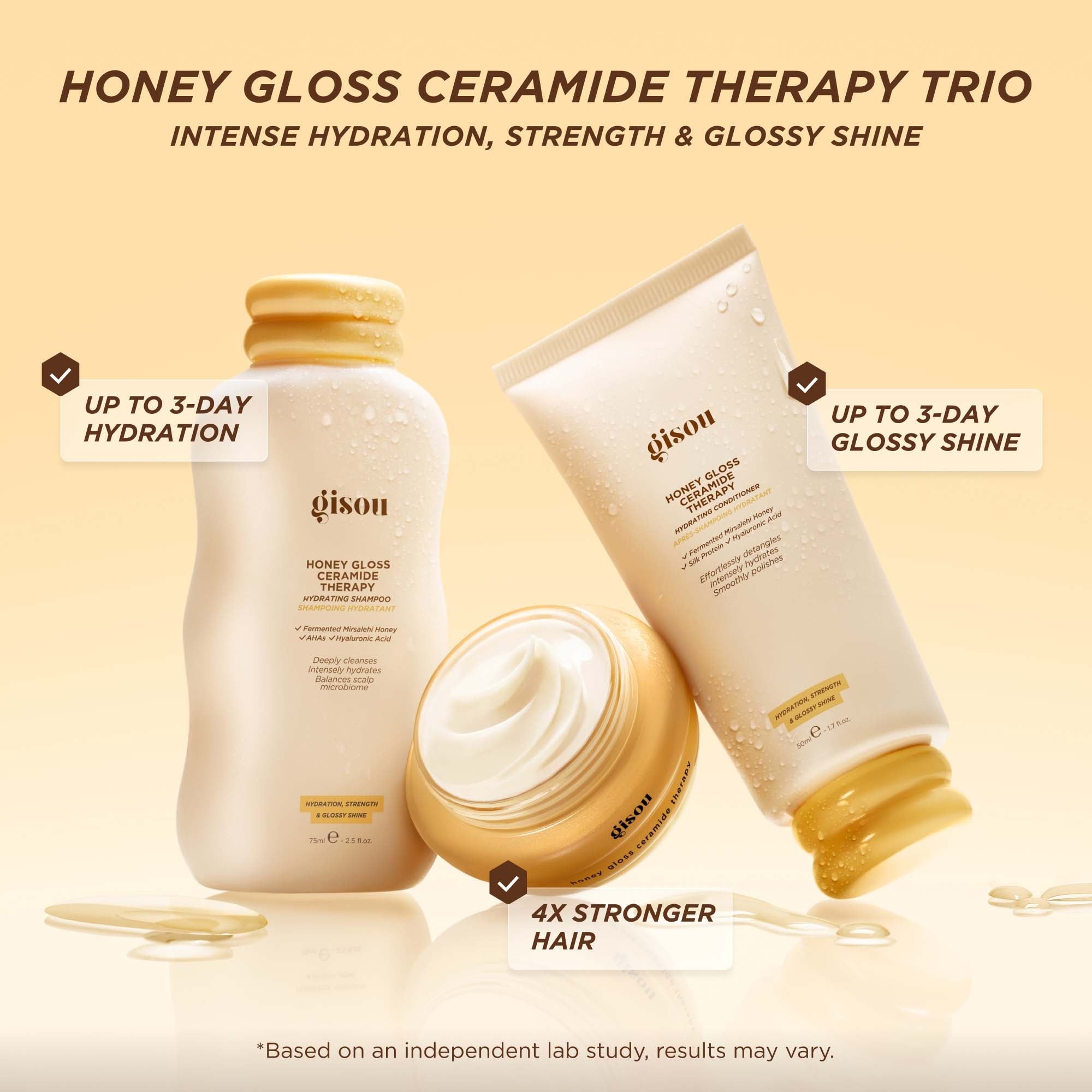 トリートメント gisou HONEY GLOSS HYDRATION TRIO Gisou Hair Therapy Trio (Worth £38) | Cult Beauty