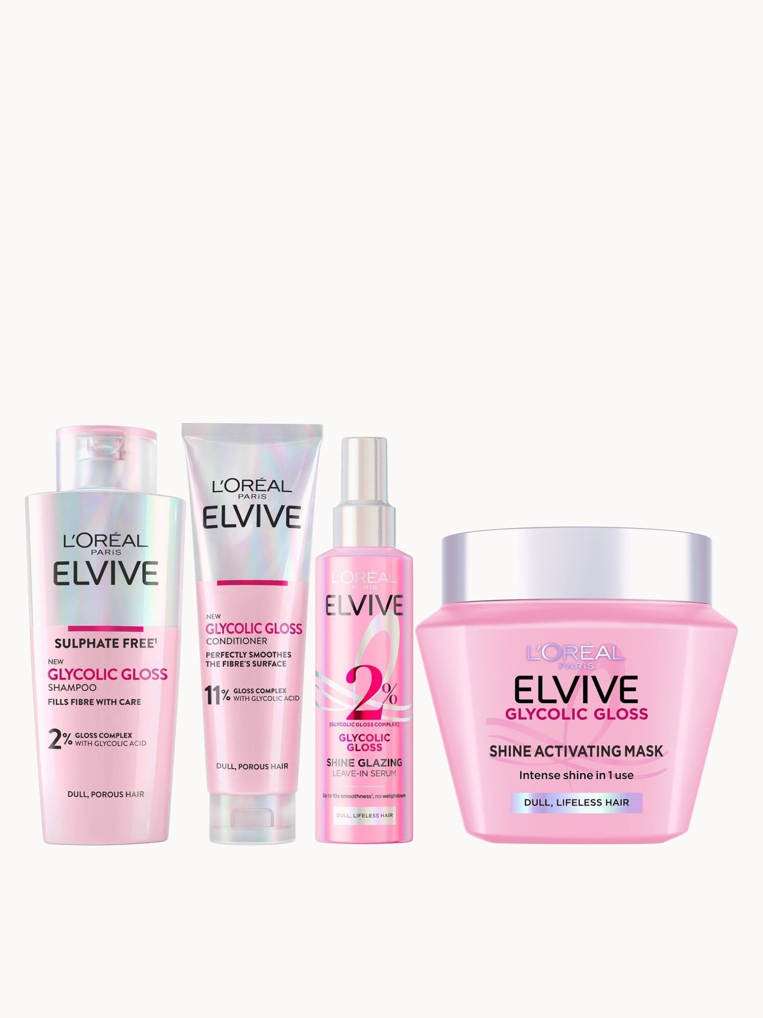 L'Oréal Paris Elvive Glyolic Gloss 4-Step Mask Shine Bundle