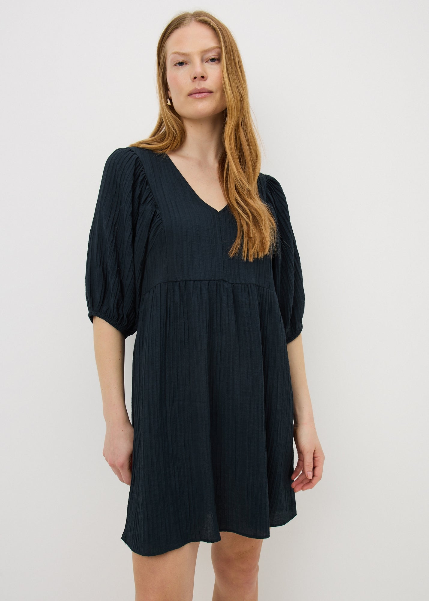 Navy Textured Mini Dress