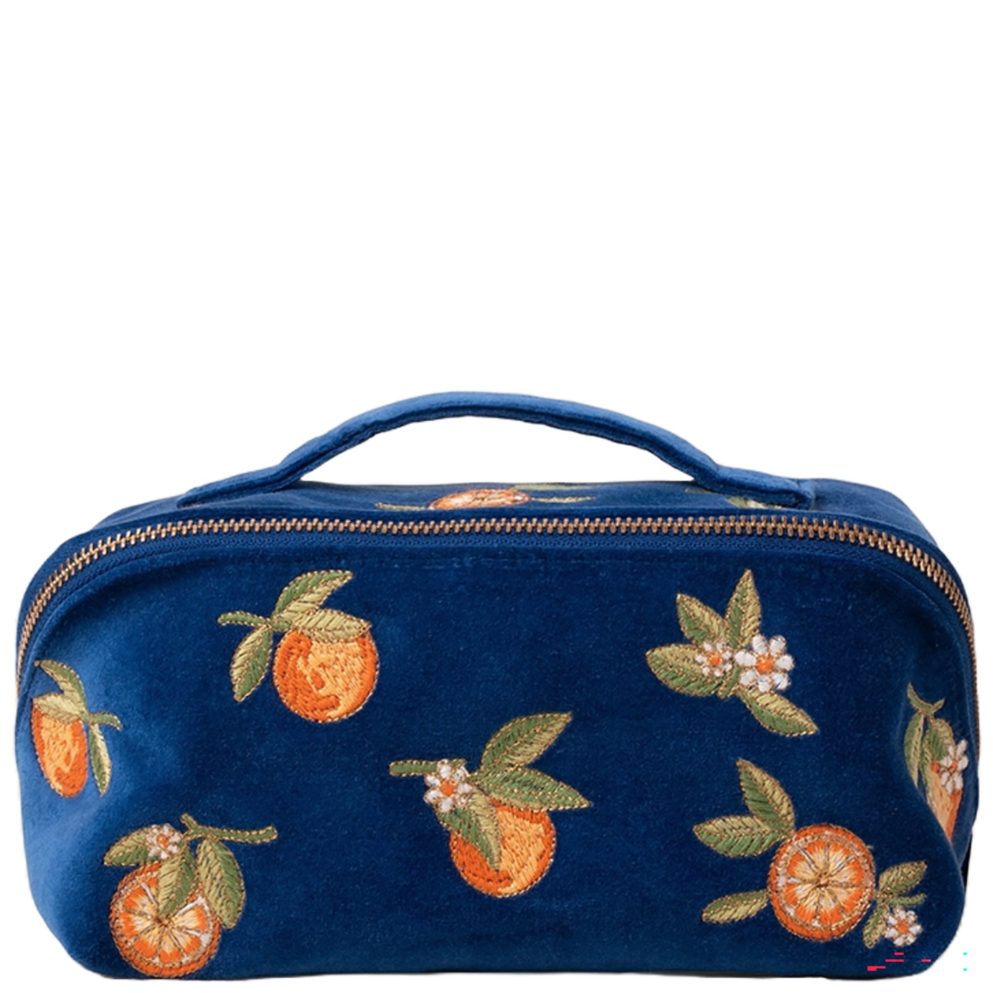 Elizabeth Scarlett Orange Blossom Cobalt Velvet Open Flat Makeup
