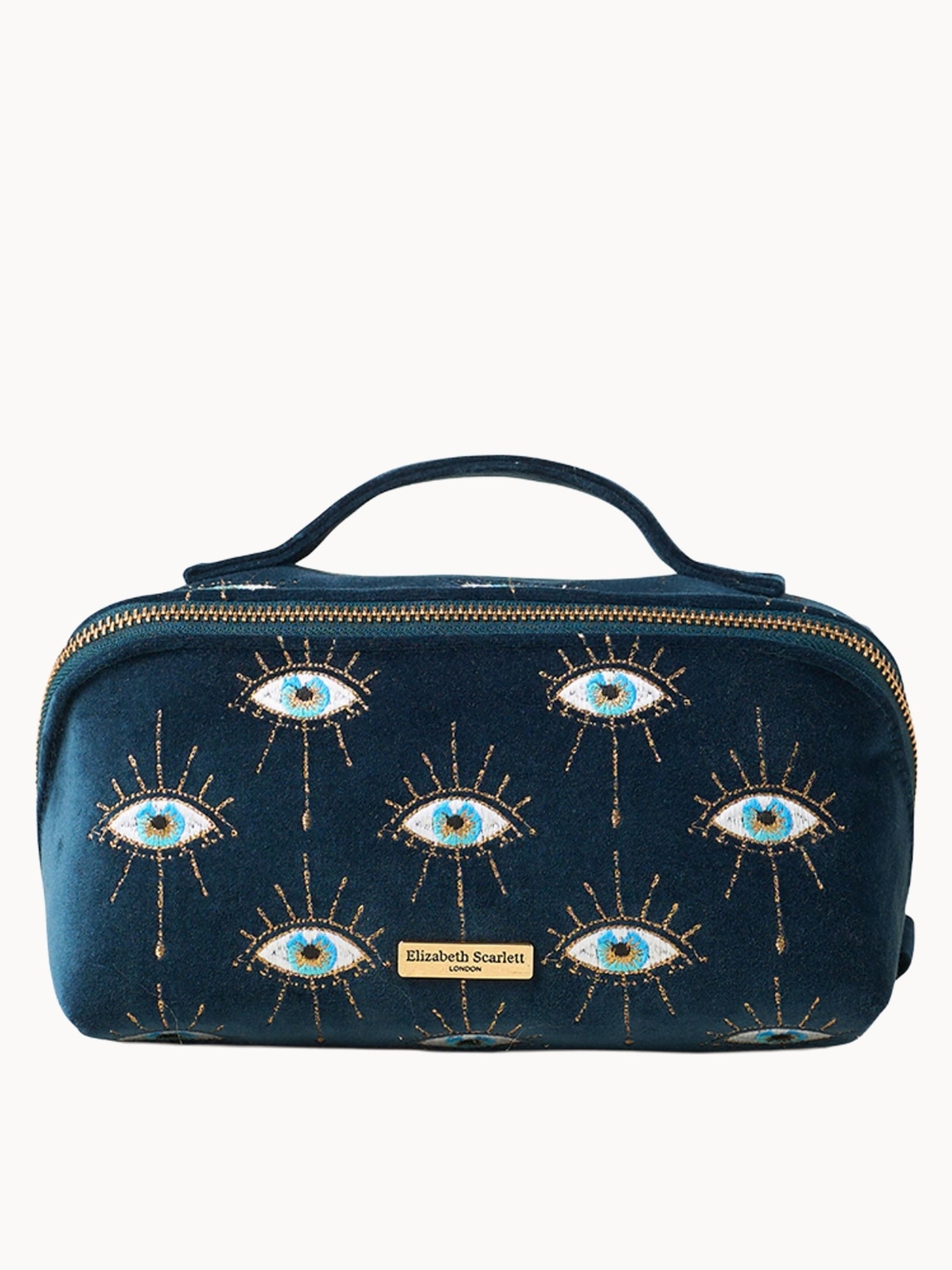 Elizabeth Scarlett Mystical Eye Velvet Open Flat Makeup Bag - Ink