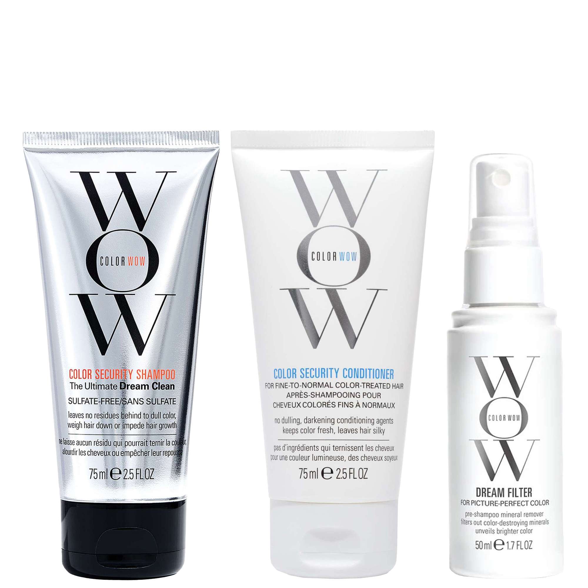 Color Wow: Color Wow  Trio: Color Security Shampoo 75ml, Color Security Conditioner 75ml & Dream Filter For Picture-Perfect Colour 50ml