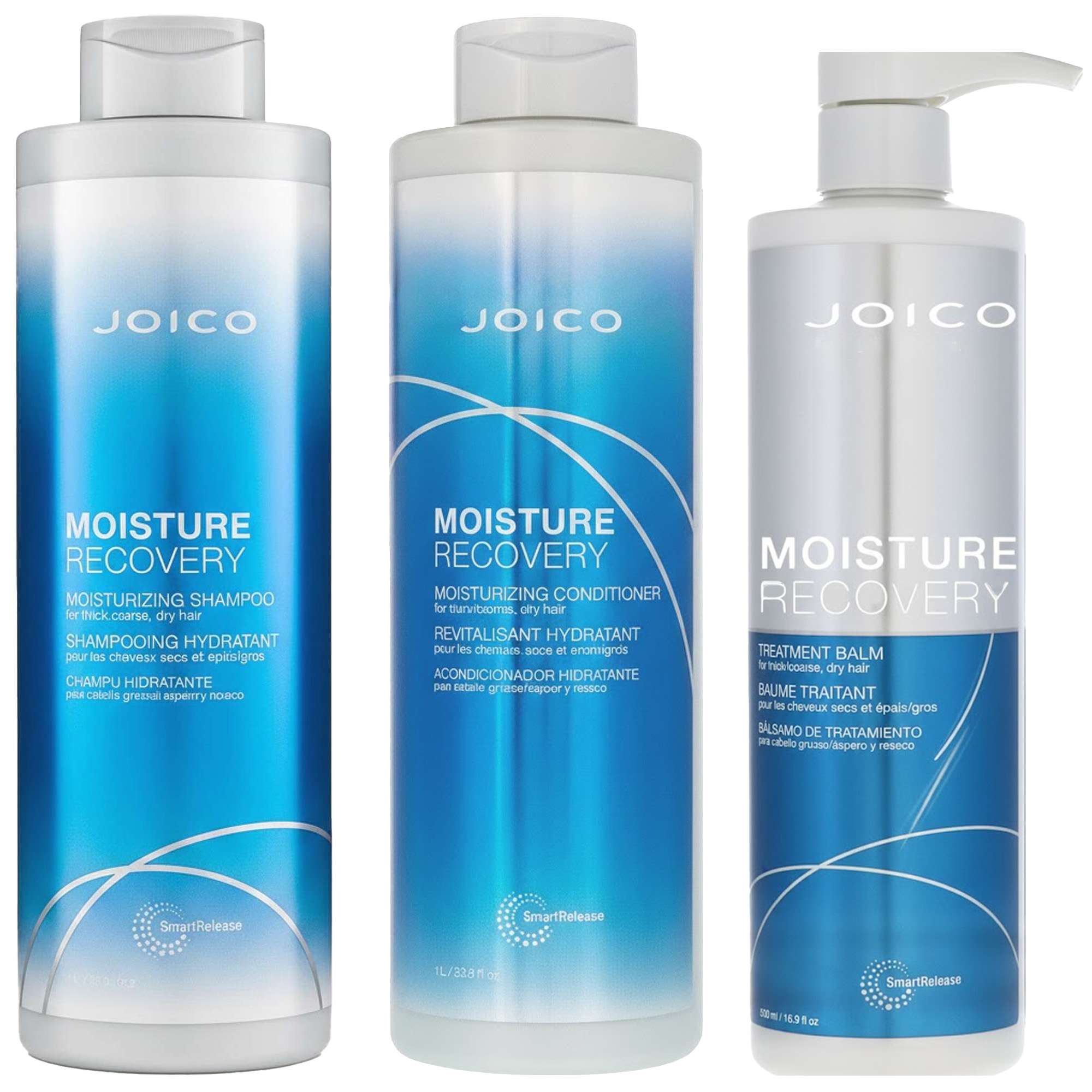 Joico: Joico  Trio: Moisture Recovery Conditioner for Dry Hair 1000ml, Shampoo 1000ml & Treatment Balm 500ml