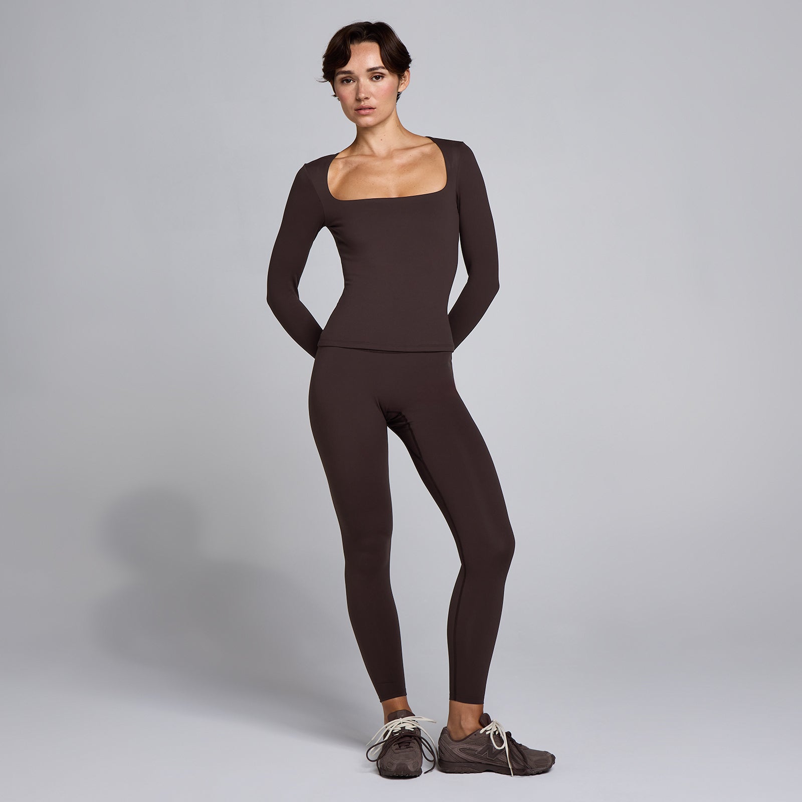 MP Women's SculptForm Square Neck Long Sleeve Top - Cocoa